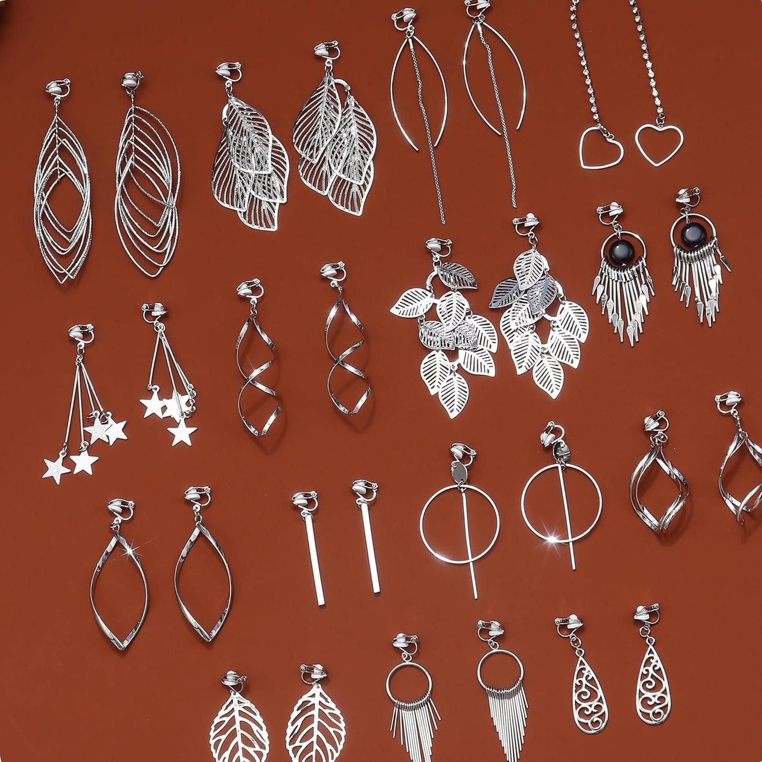 LuxusKollektion Ohrclip-Set 15Paar Ohrclips Damen Mädchen Boho Hängend Ohrringe Clip Twist Lang