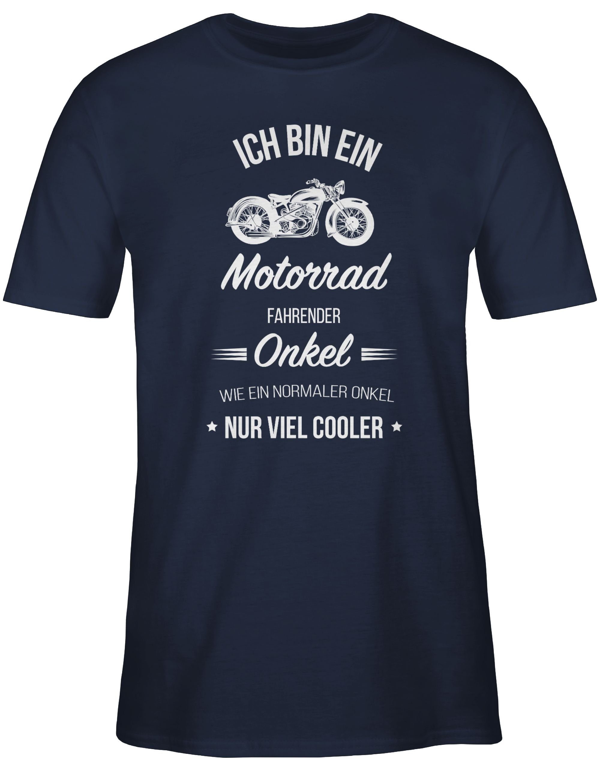 Shirtracer T-Shirt Onkel Geschenk 2 Bruder Onkel ein Ich Motorrad fahrender Blau Navy bin und