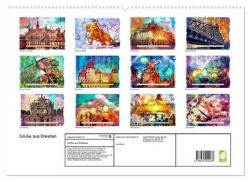 CALVENDO Wandkalender Grüße aus Dresden (Premium, hochwertiger DIN A2 Wandkalender 2023, Kunstdruck in Hochglanz)