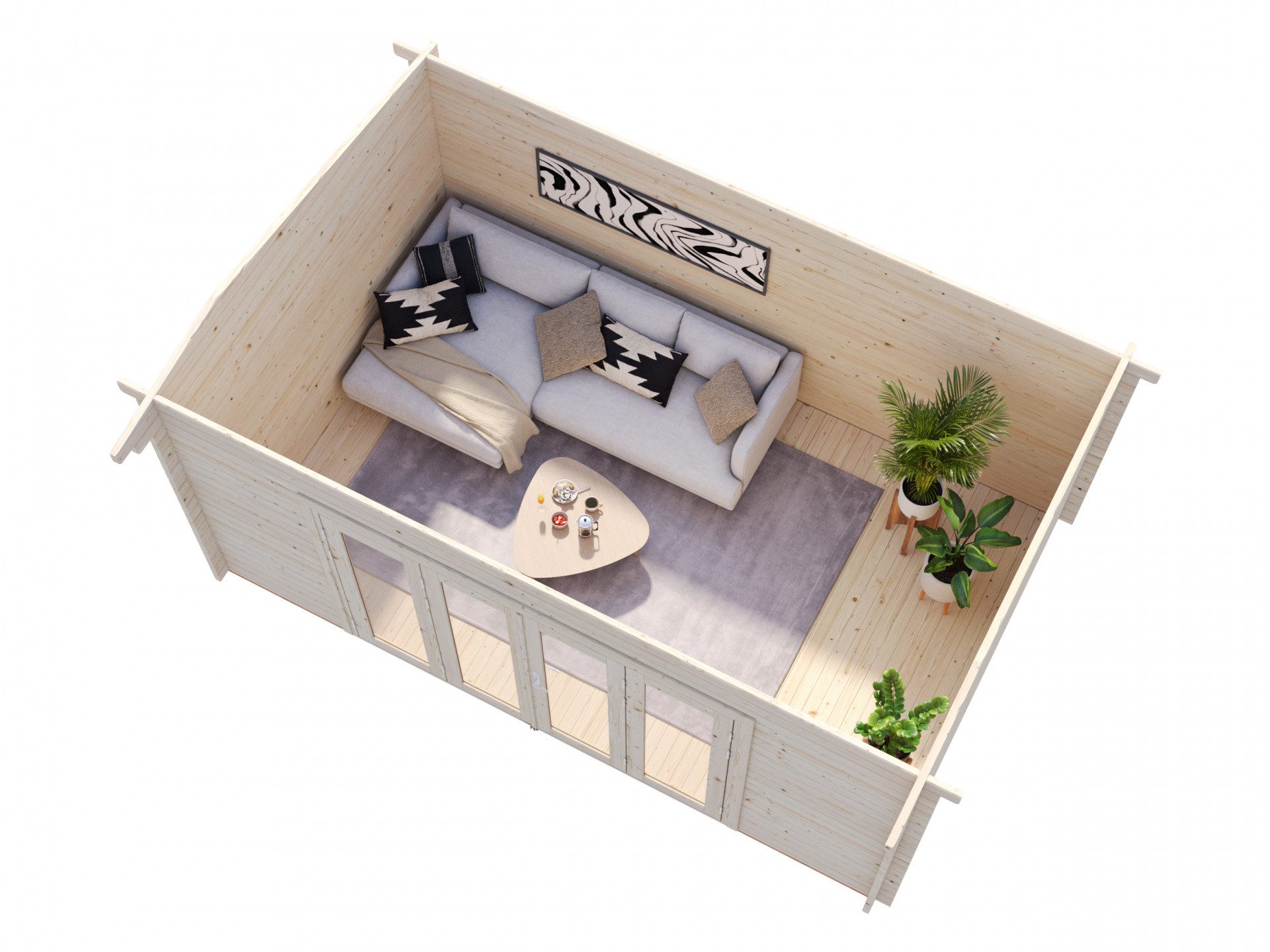 Palmako Gartenhaus 5x3m Holz Ines 13,7 in 44mm Wandstärke, BxT: 500x320 cm, ohne Dacheindeckung