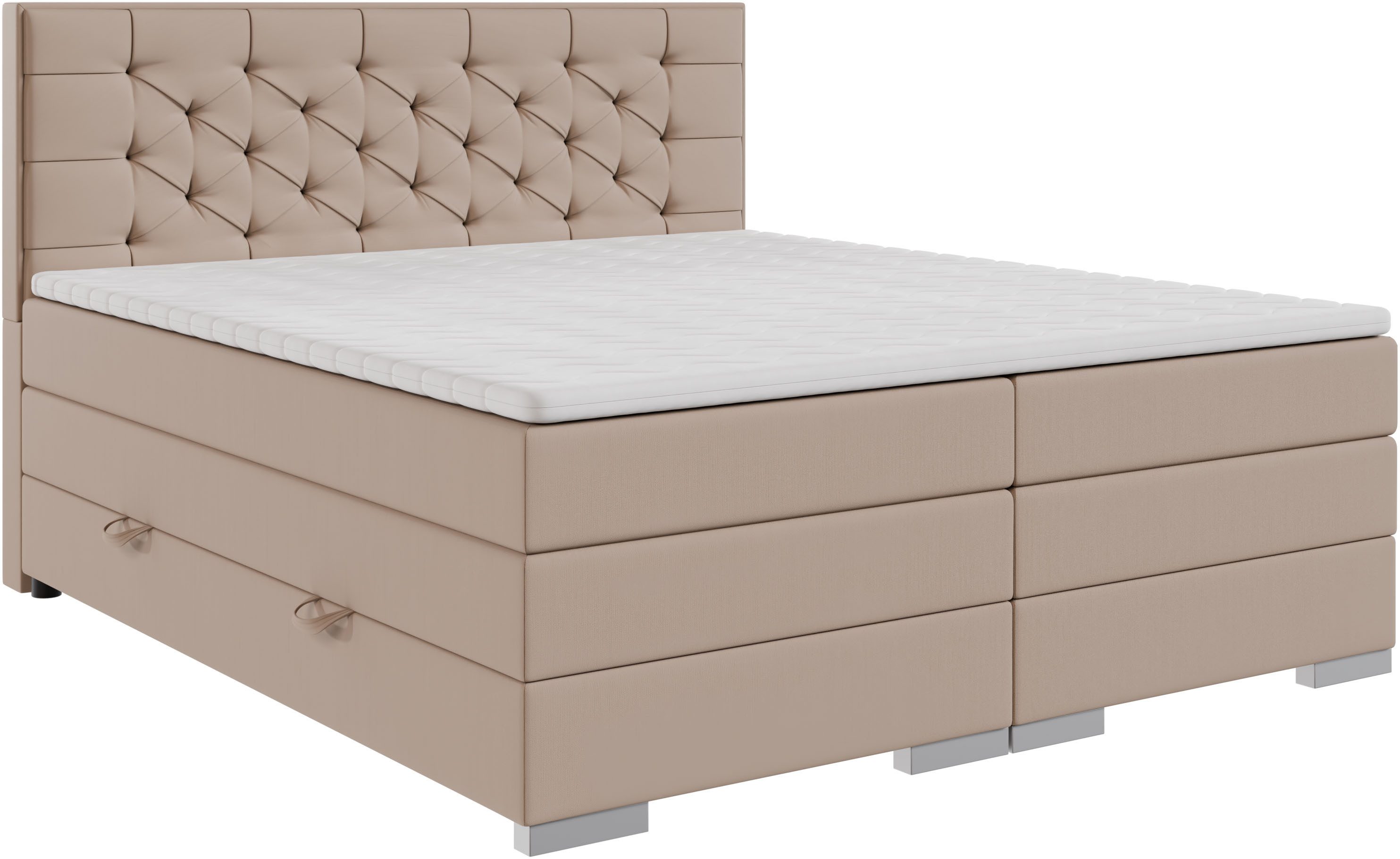 FORTE Boxspringbett Lanciano (7-Zonen-Taschenfederkernmatratze mit zwei Härtegraden (H2/H3), erhältlich in den Breiten 140cm, 160cm & 180cm