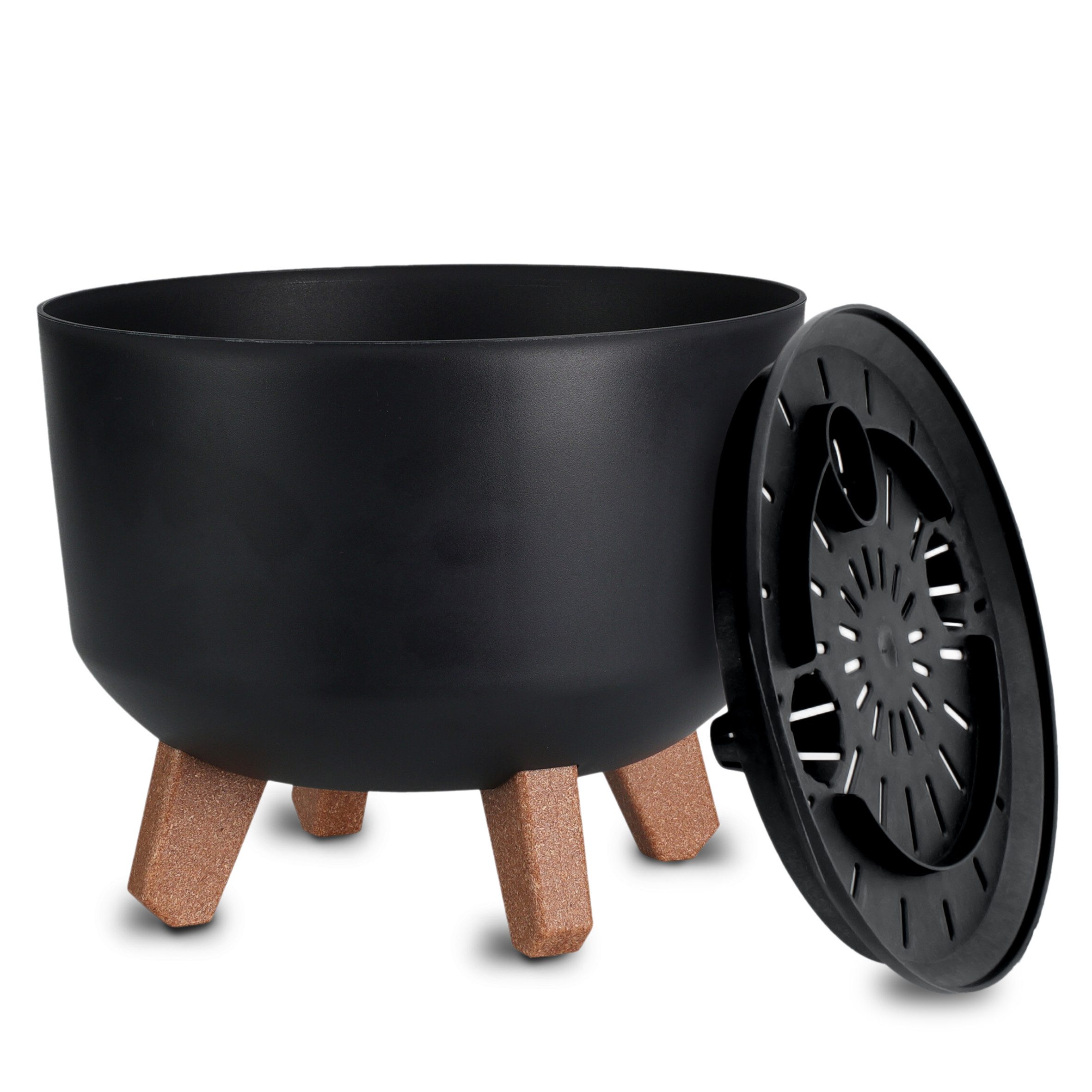 Spetebo Blumentopf auf Füßen (Artikel, 1 St., Pflanztopf schwarz), mit Wasserspeicher