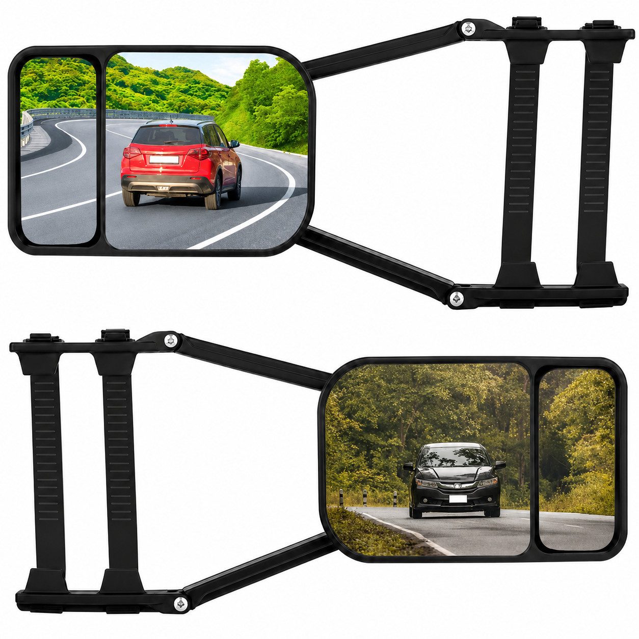 XEOOCE Autospiegel Universal Wohnwagenspiegel 2er-Set Verstellbar Schwarz