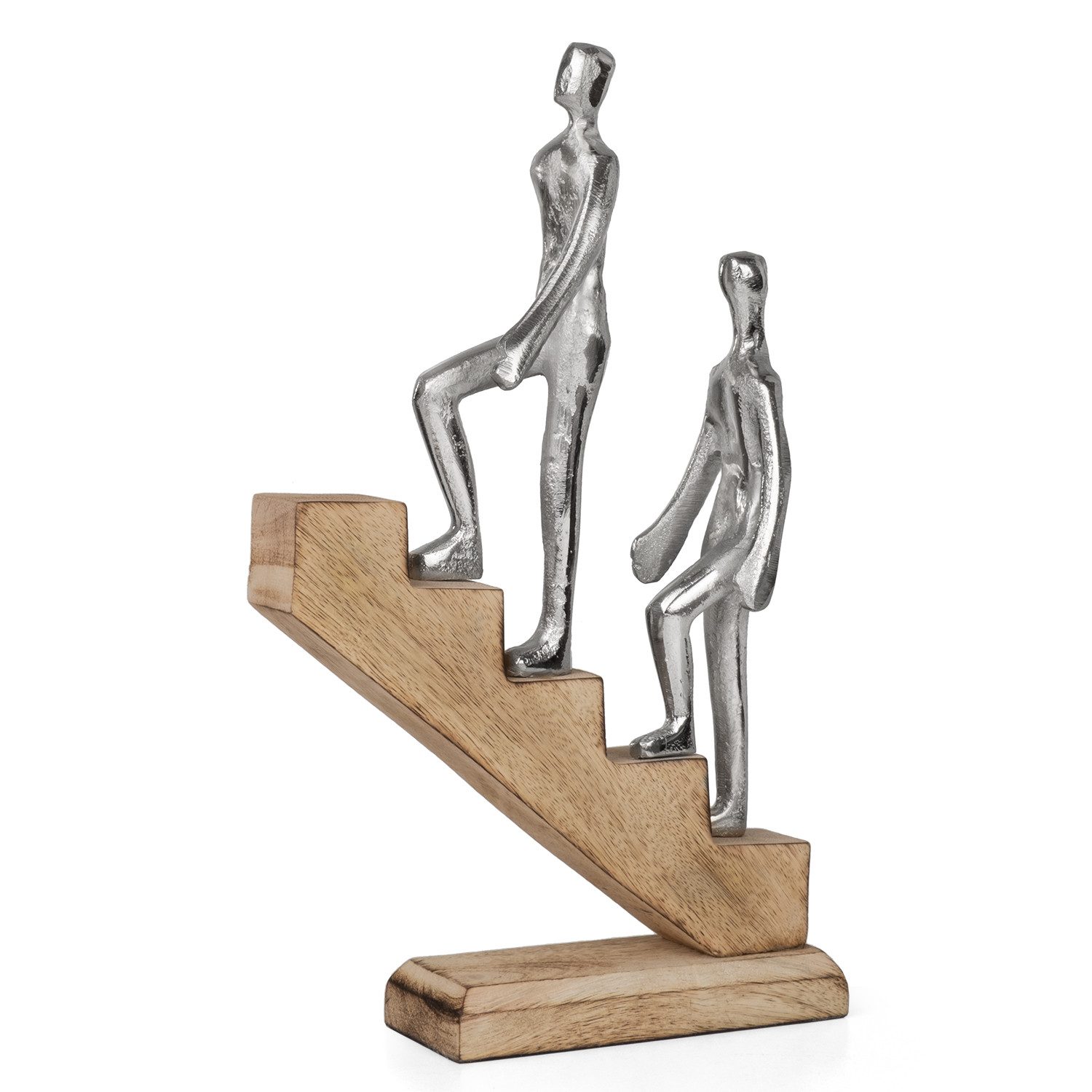 Moritz Skulptur Dekofigur Aufstieg mit 2 Personen aus Aluminium & Holz, Holz, Tischdeko, Fensterdeko, Wanddeko, Holzdeko, Weihnachtsdeko