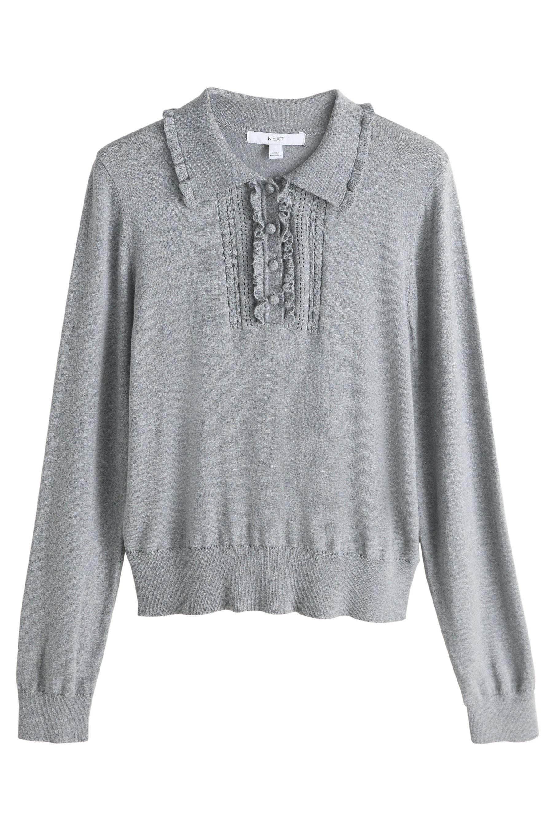 Polokragenpullover Gerüschtes Polo-Oberteil aus weicher Baumwolle