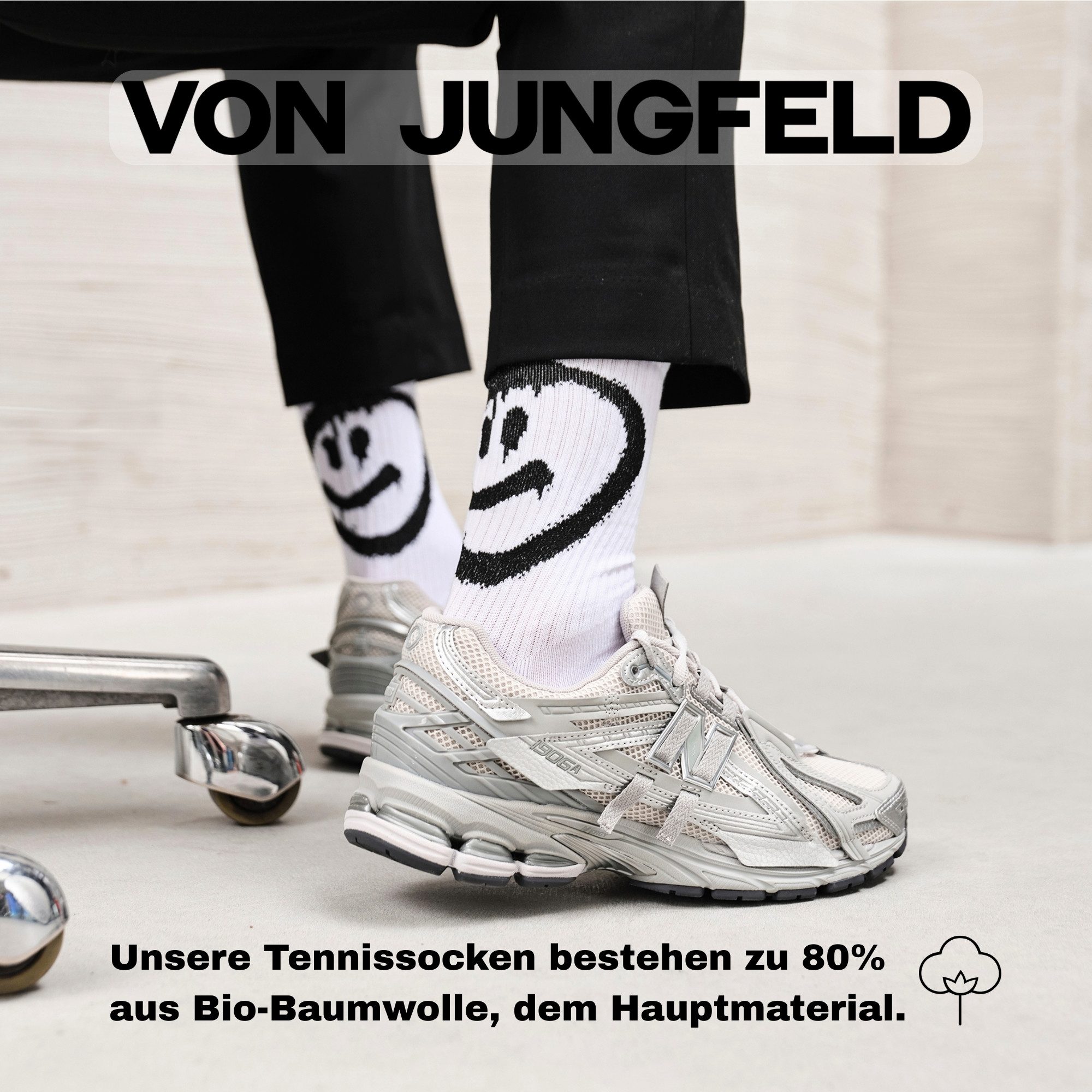 von Jungfeld Tennissocken SMILEY Baumwolle 36-46 Unisex 2 Paar (2-Paar, 2er günstig online kaufen