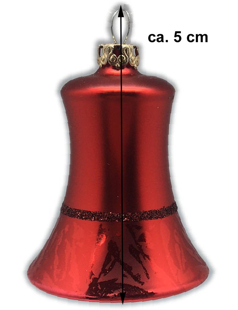 aus - Weihnachtsbaumkugel St), Made Stück) Thüringer Glas 5 cm (3 "Glocken Glasdesign - in Mundgeblasen Germany Christbaumschmuck Set" (3 Rot