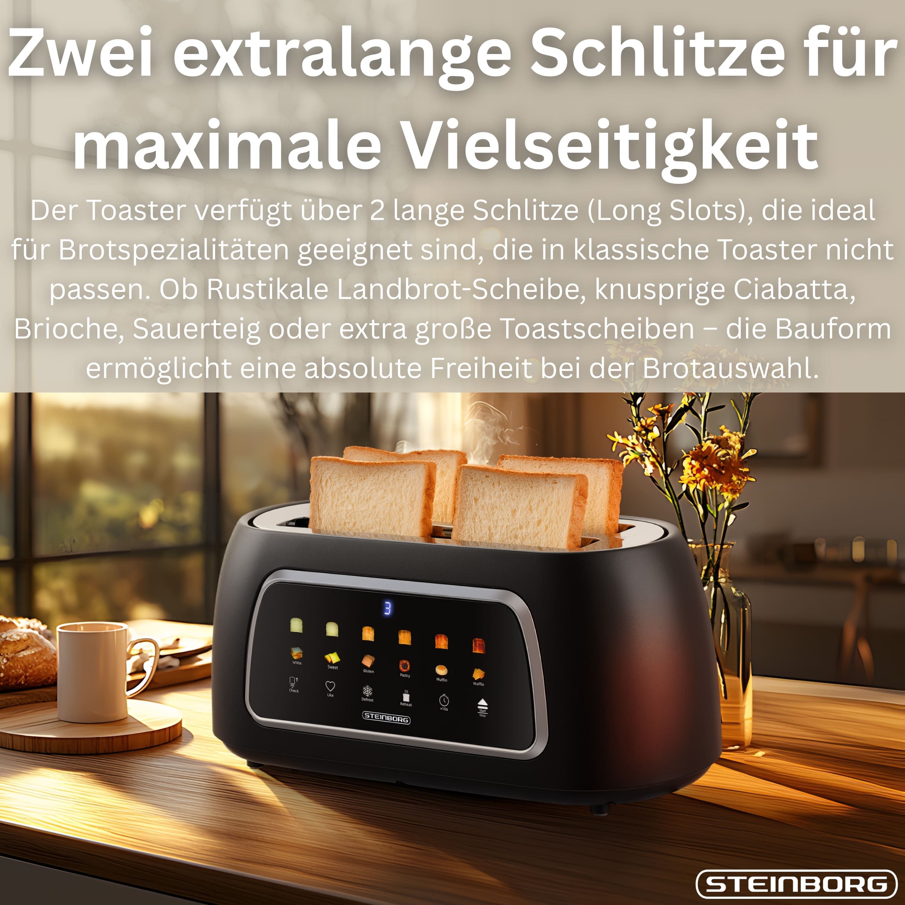 STEINBORG Toaster SB-2215, 1500 W, Display: Farbdisplay
