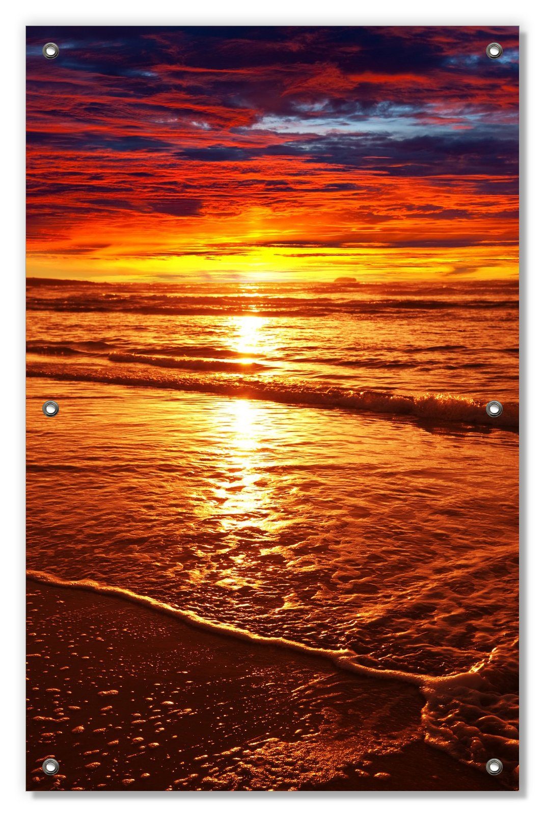 Sonnenschutz Farbenfroher Sonnenuntergang über dem Meer II, Wallario, blickdicht, mit Saugnäpfen, wiederablösbar und wiederverwendbar