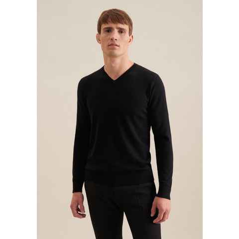 seidensticker Strickpullover Schwarze Rose Langarm V-Neck Uni