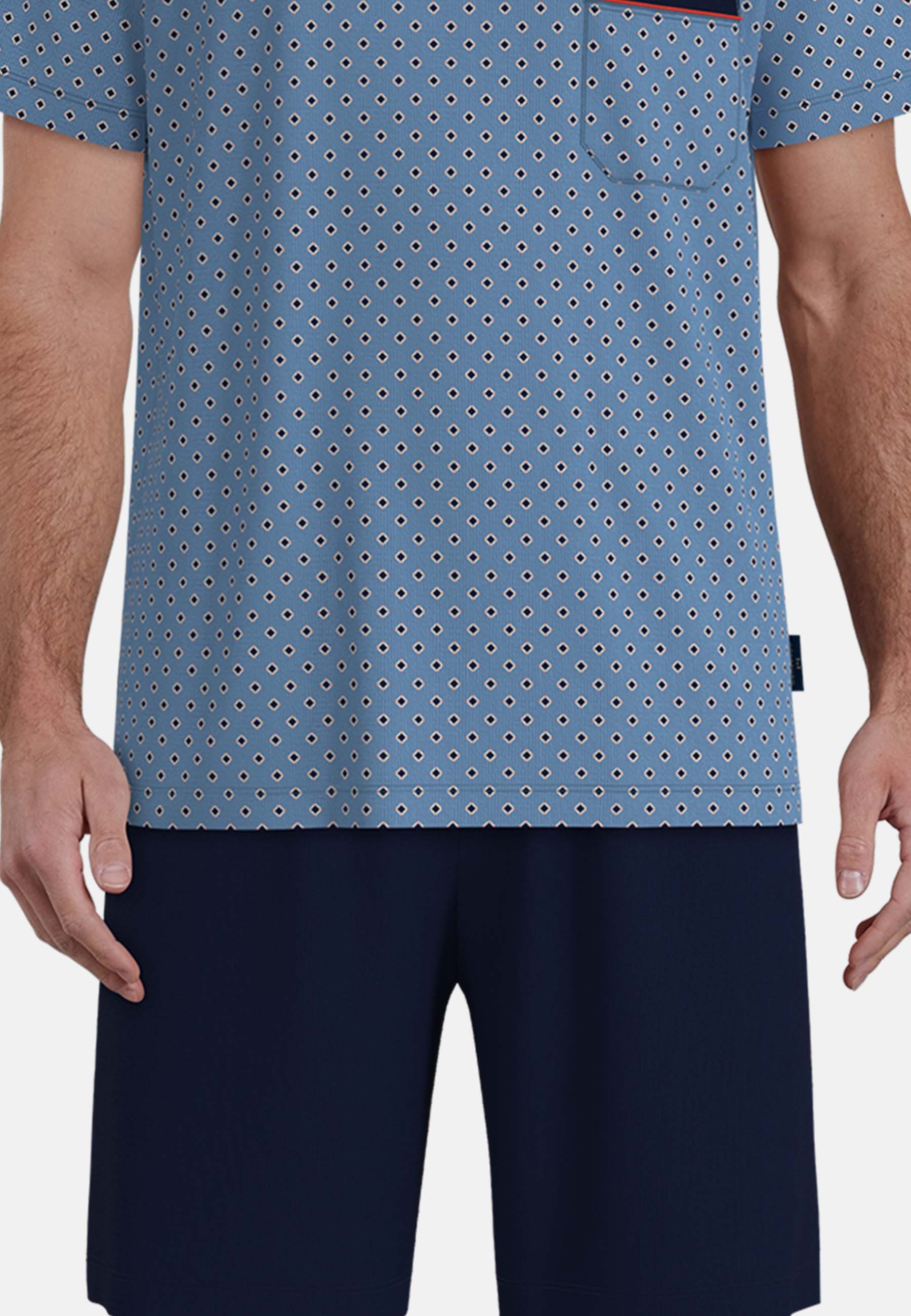 GÖTZBURG Shorty Glasgow gemustert, kurz, V-Ausschnitt, mit Brusttasche, Baumwolle