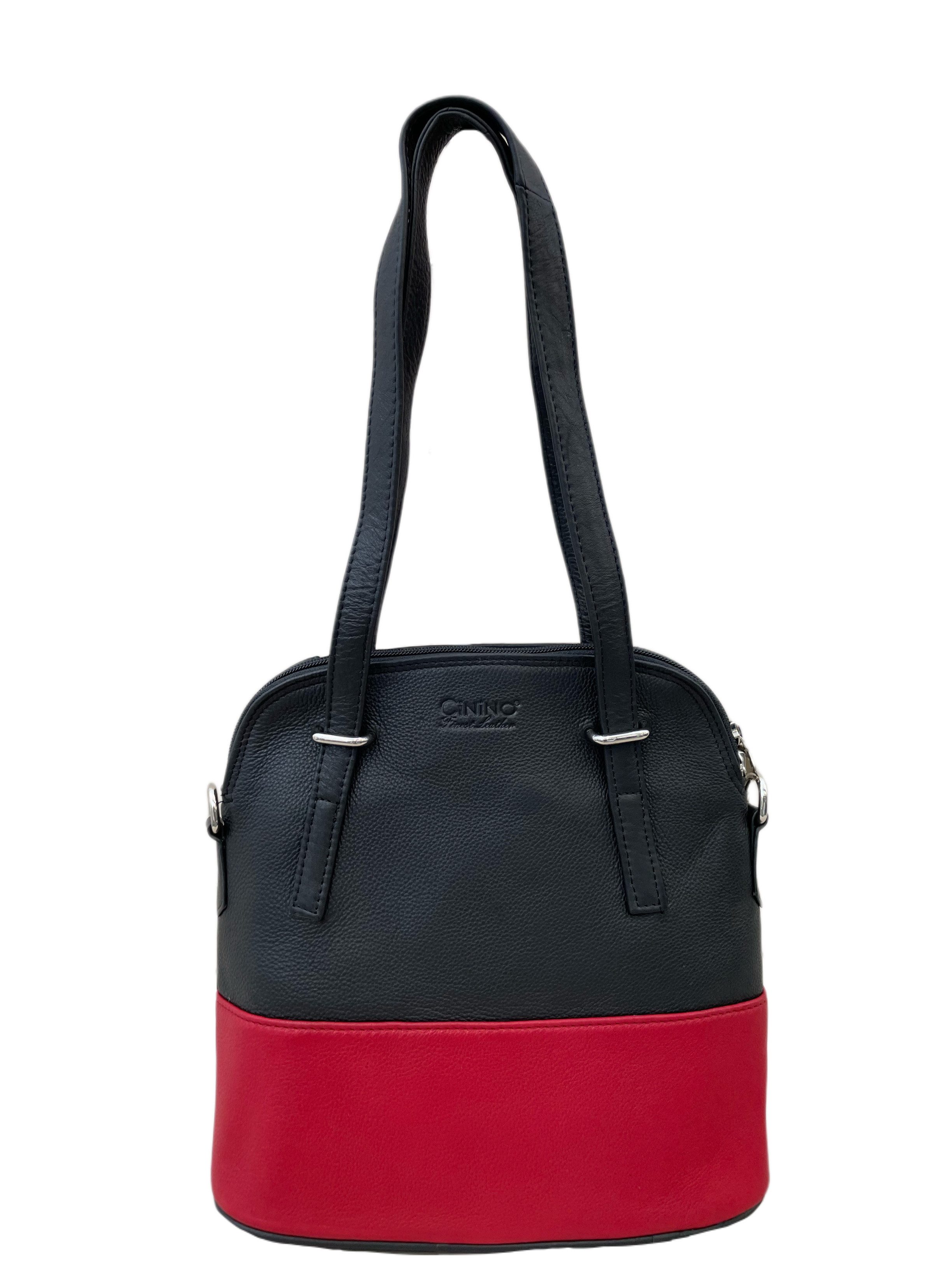 Cinino Handtasche Martha, Ledertasche Kurzgriff mit zusätzlichem Lederschulterriemen