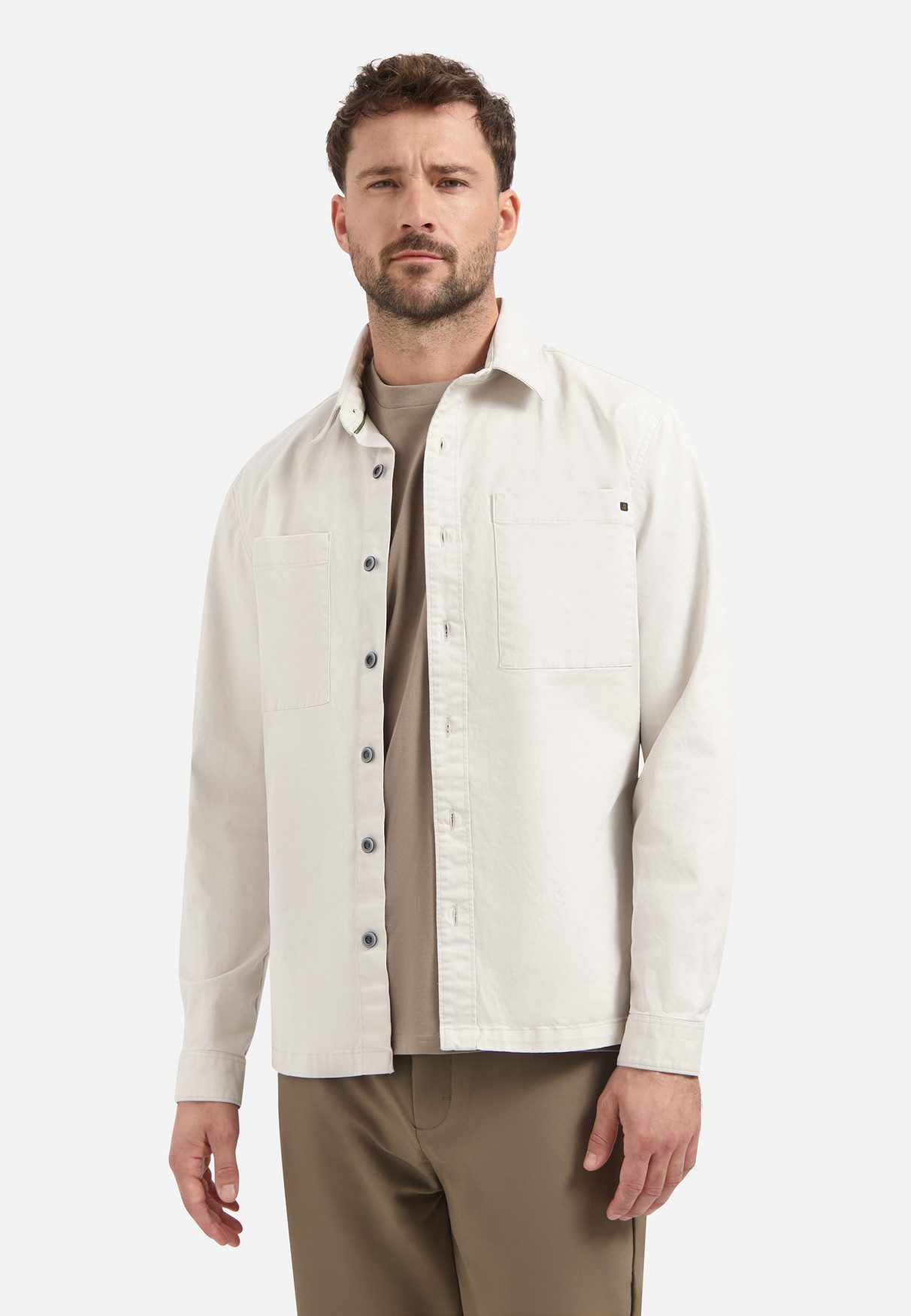 NO EXCESS Langarmhemd Overshirt Buttons Stretch