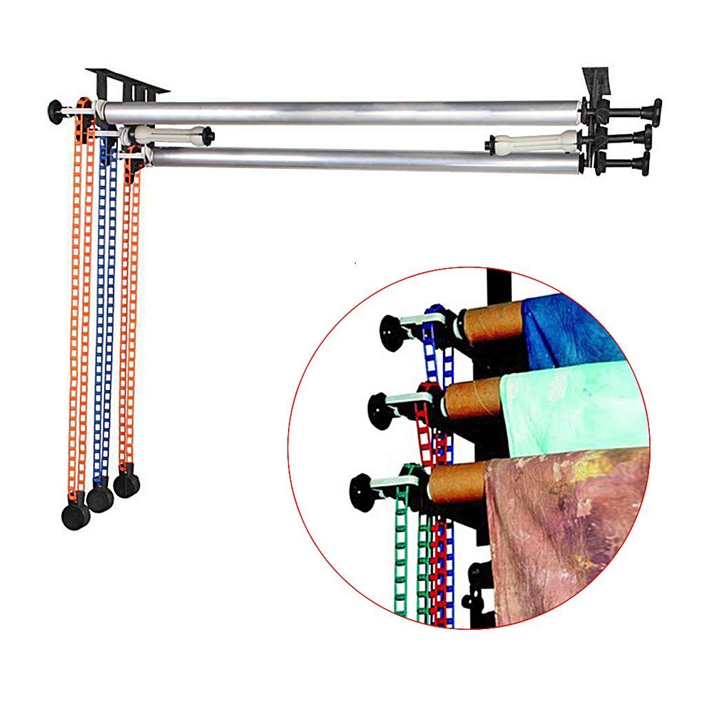 Neewer Aufhängesystem Fotografie 3 Rollen Wandmontage Hintergrund Unterstützung System, Manuell, mit Zubehör, Tragfähigkeit pro Rolle: 10kg
