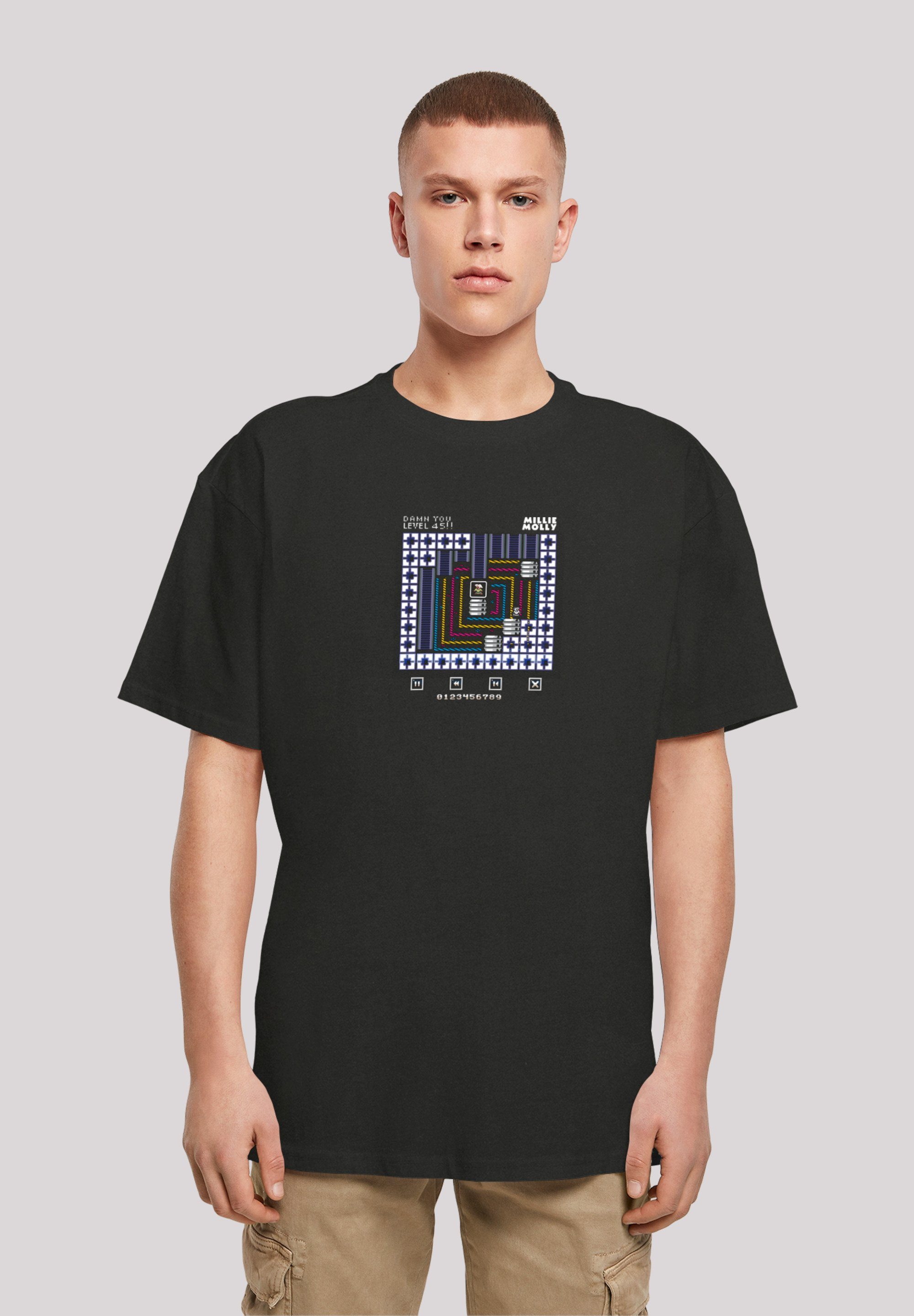 Retro 45 Millie Gaming F4NT4STIC T-Shirt C64 Level Print schwarz Mollie SEVENSQUARED