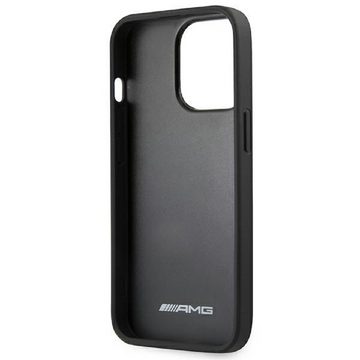 Mercedes Handyhülle Case AMG Echtleder Logo schwarz iPhone 14 Pro 6,1 Zoll, Kantenschutz