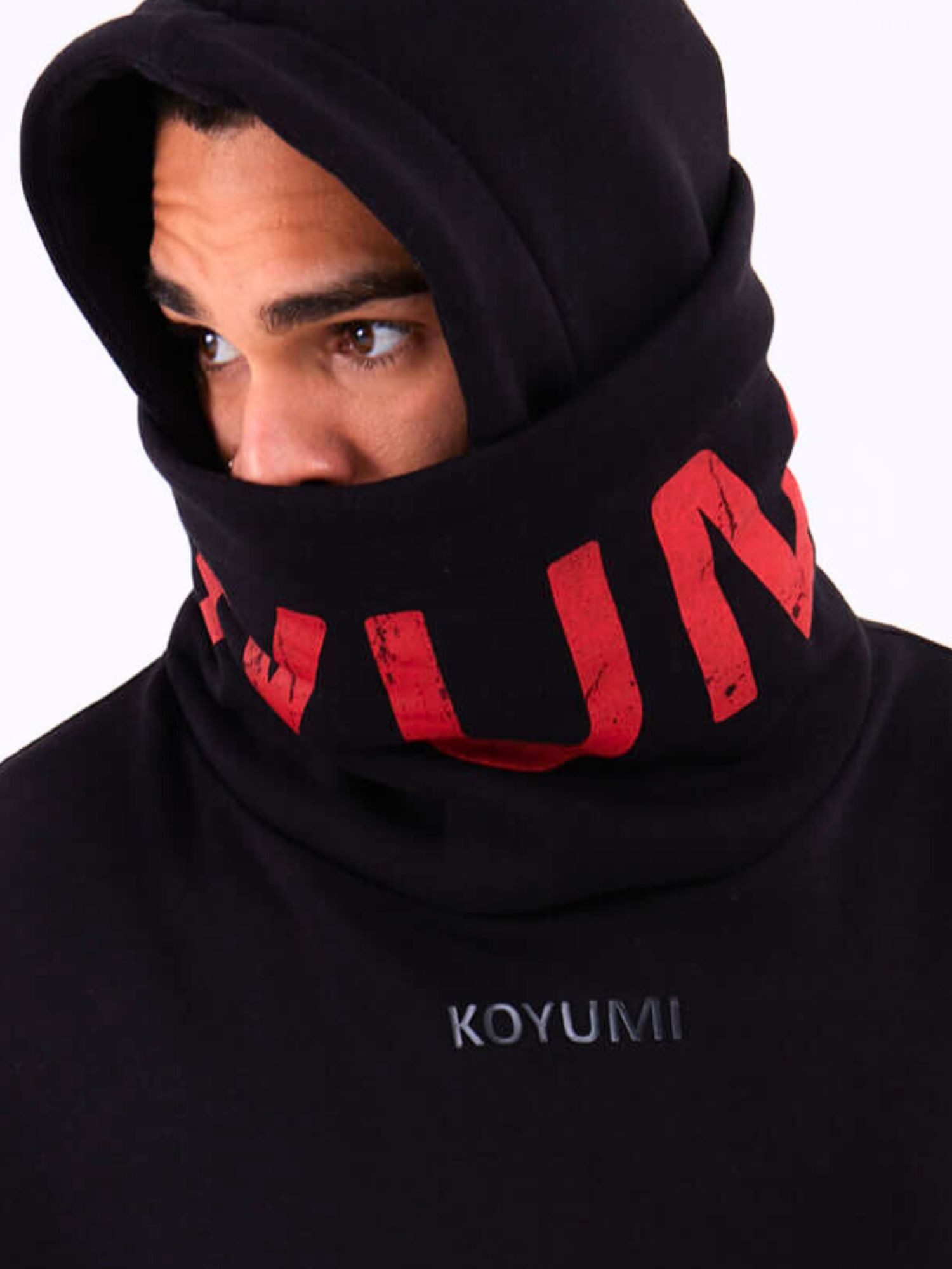 Koyumi Hoodie KOYUMI Winter Hoodie Herren mit hohem Kragen & Halswärmer (Einzelartikel) Oversize Schnitt, hoher Kragen, Kapuze, weicher Baumwollmix