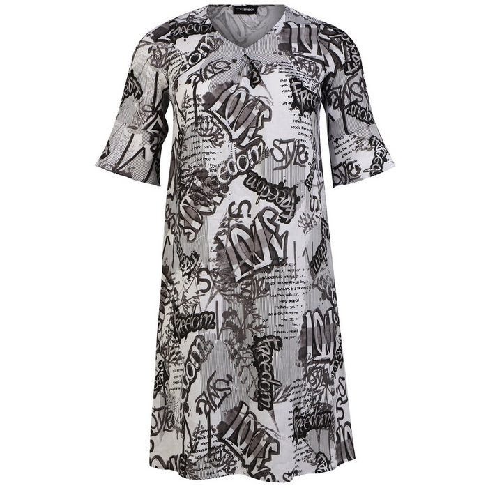 Doris Streich Sommerkleid mit Allover-Muster mit Ziernähten