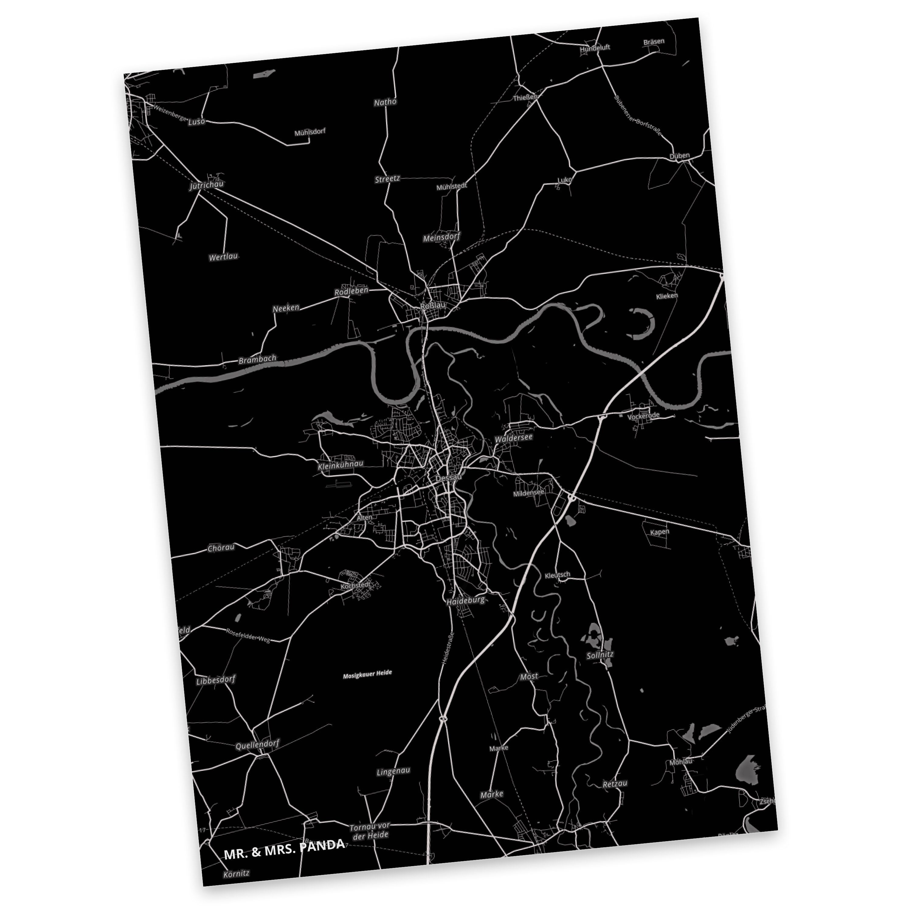 Grußkarte, & - Panda Dorf Geschenk, Dessau Mr. Stadt Karte Ort, Einladung, Landka Mrs. Postkarte