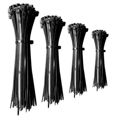 Melko Kabelbinder 100 Stück Kabelbinder in versch. Längen 150 - 350 mm Schwarz (Stück, 100-St., Siehe Auswahl) Vielseitige Einsatzfähigkeit