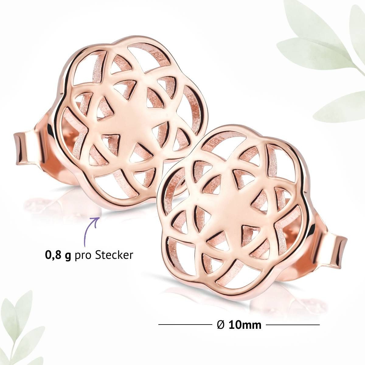 Materia Paar Ohrstecker Lebensblume / Blume des Lebens SO-384-rosegold, aus 925 Sterling Silber, vergoldet – Bild 4 von 5