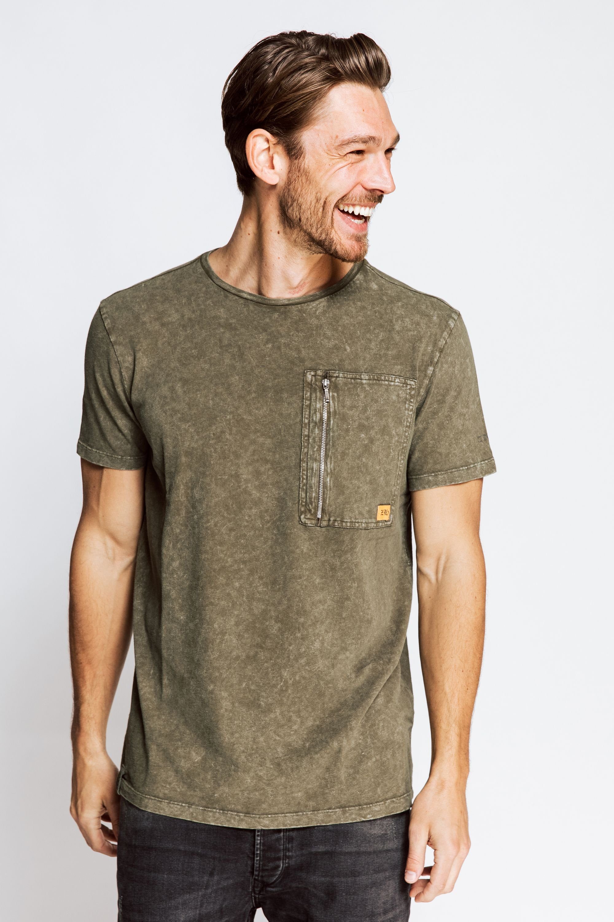 Longshirt Olive T-Shirt Zhrill DANNY (0-tlg)