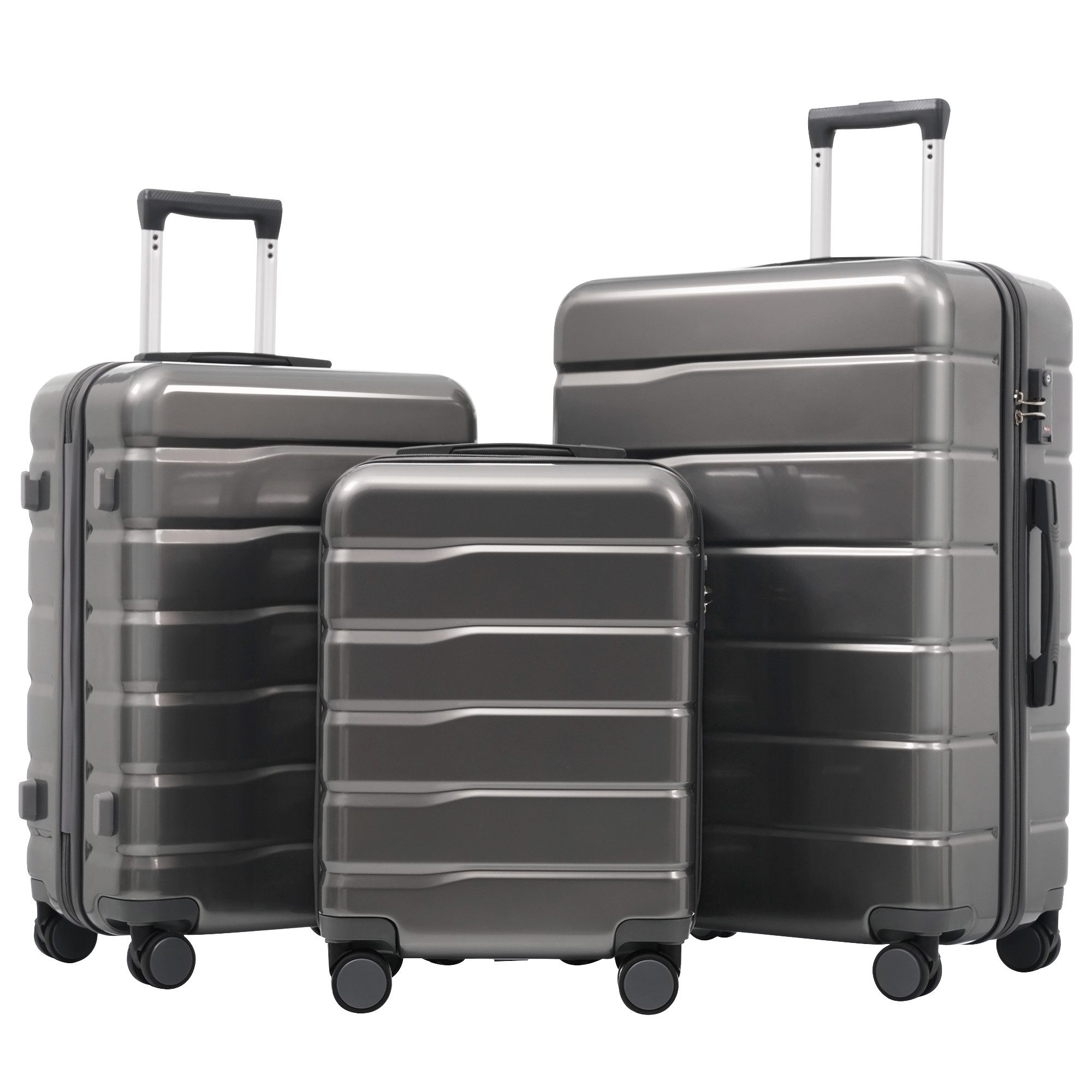 REDOM Hartschalen-Trolley 3-teilig (M, L, XL), 360°-Drehrollen für leise Bewegung, 4 Rollen, Robustes ABS+PC, TSA-zertifiziertes Sicherheitsschloss