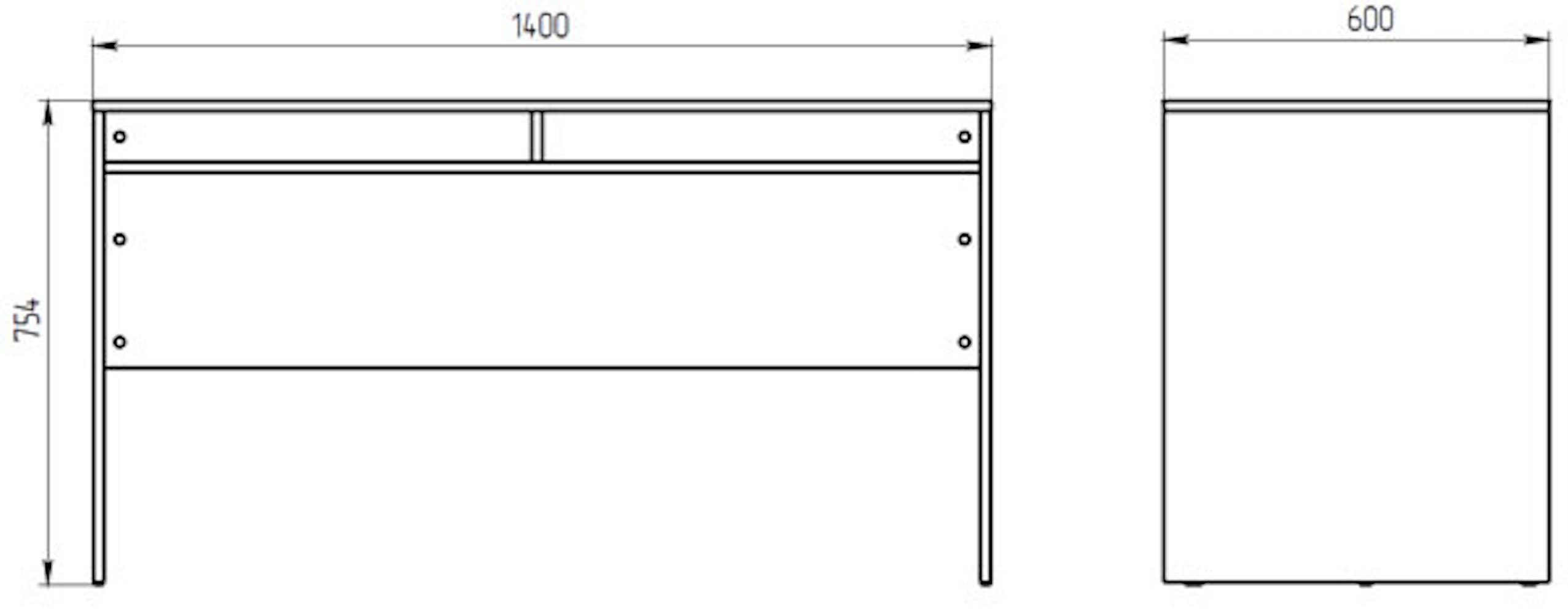 Feldmann-Wohnen Schreibtisch Varden, 140x60x75cm graphit Sterling Eiche
