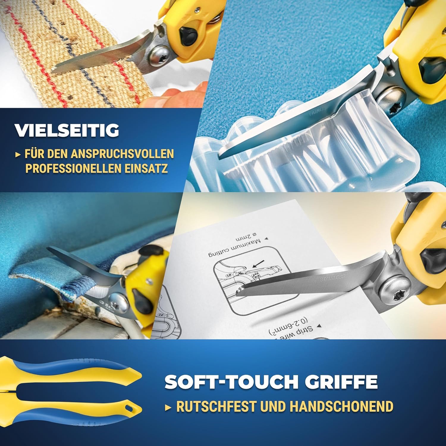 S&R Universalschere Mehrzweckschere 190 mm, 42 mm Edelstahl Klinge, Schere HRC 50-54 – Bild 5 von 5