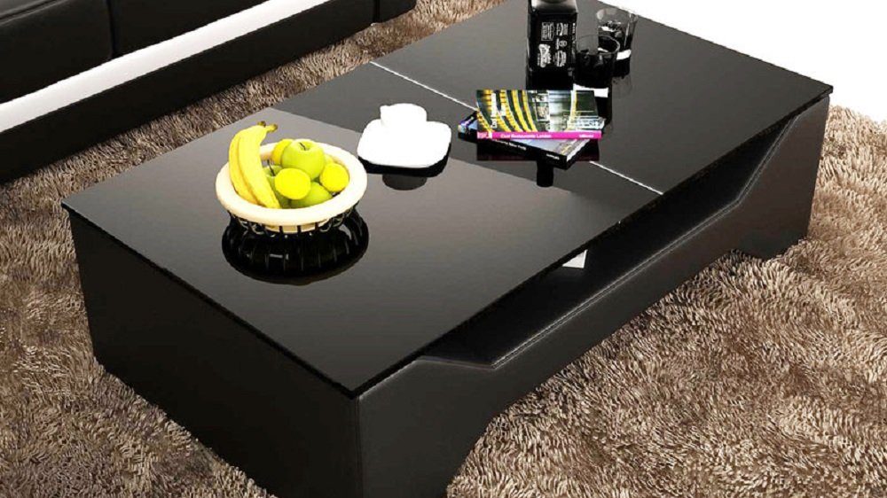 JVmoebel Couchtisch Eleganter Designer Couchtisch aus Leder und Glas, Made in Europa