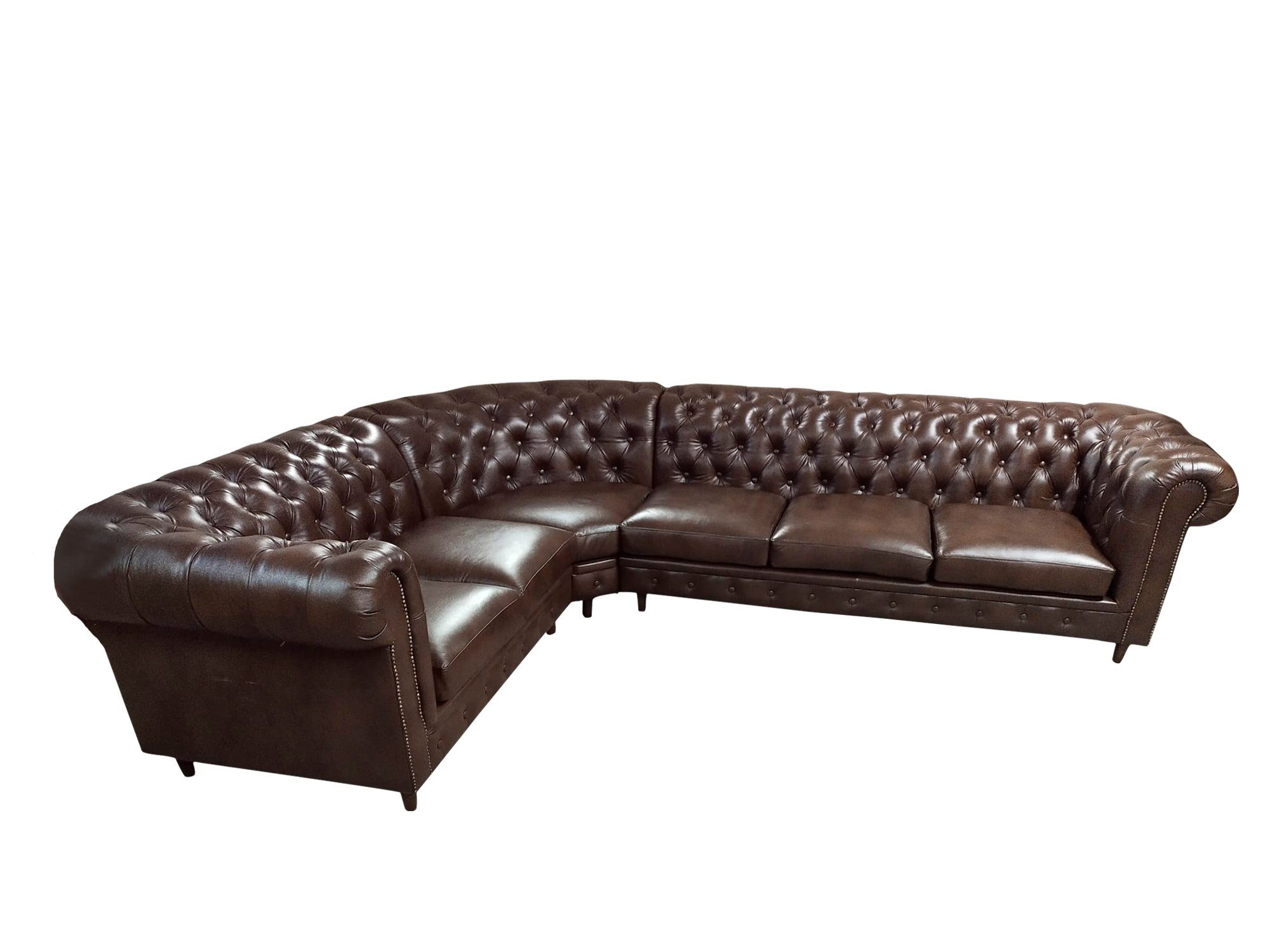 Eckgarnitur Braunes Europe Couch in JVmoebel Ecksofa Chesterfield Ledersofa L-Form Neu, Luxus Made