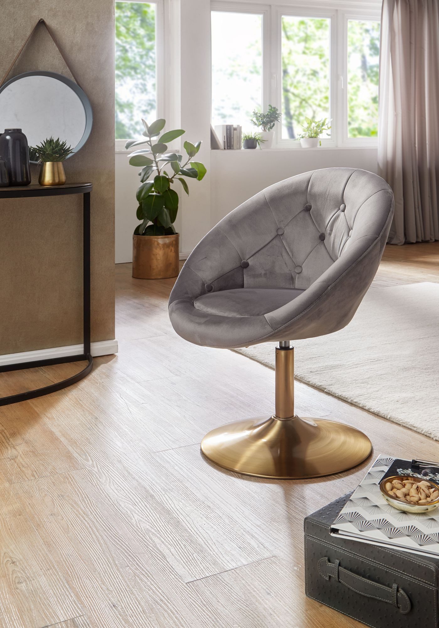 furnicato Cocktailsessel Loungesessel 67x80-100cm Grau Gold (1-St)
