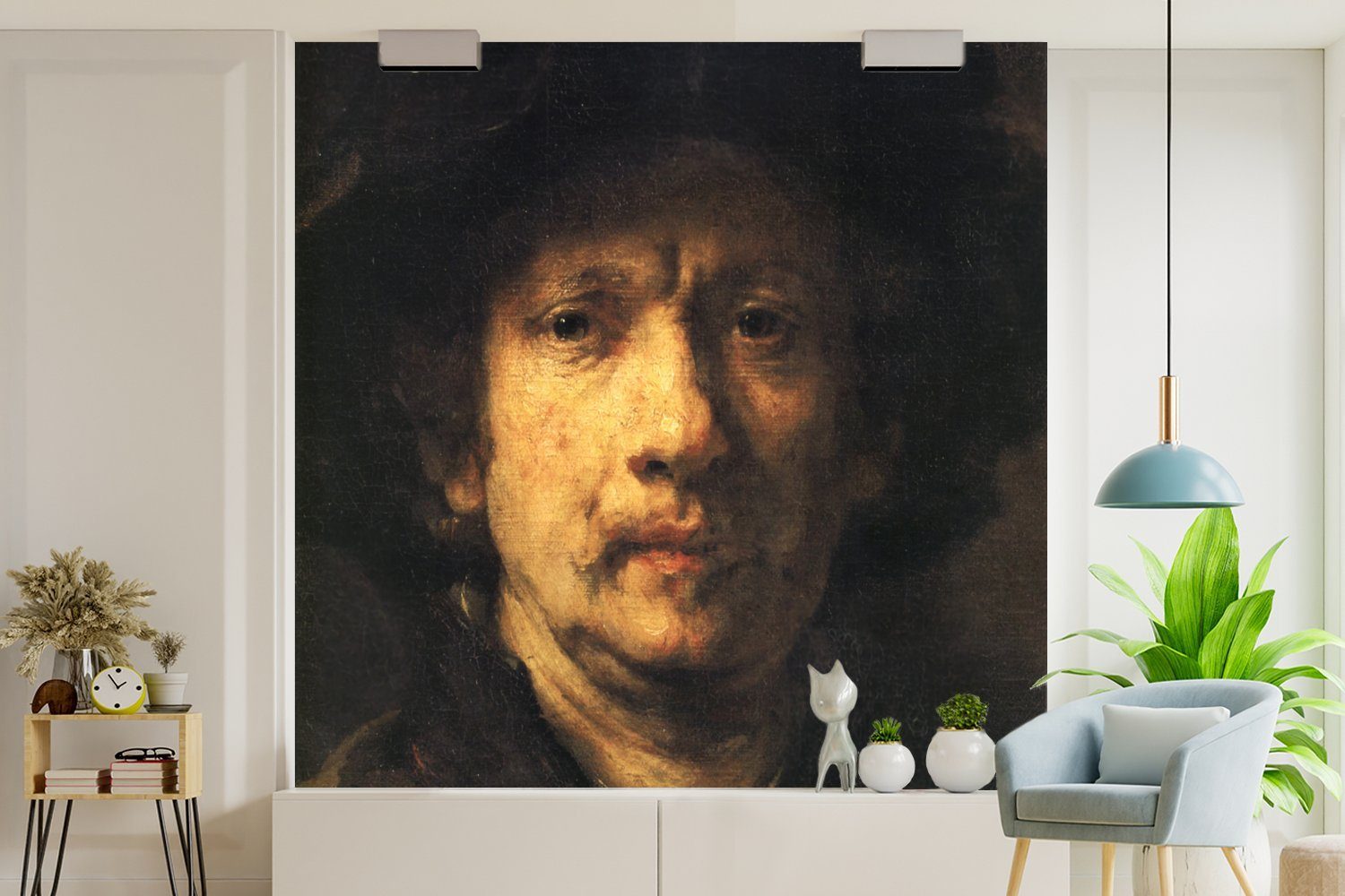 MuchoWow Fototapete Selbstbildnis - Gemälde Wandtapete van (5 Vinyl St), für von Matt, Wohnzimmer Rembrandt Tapete Schlafzimmer, Rijn, oder bedruckt