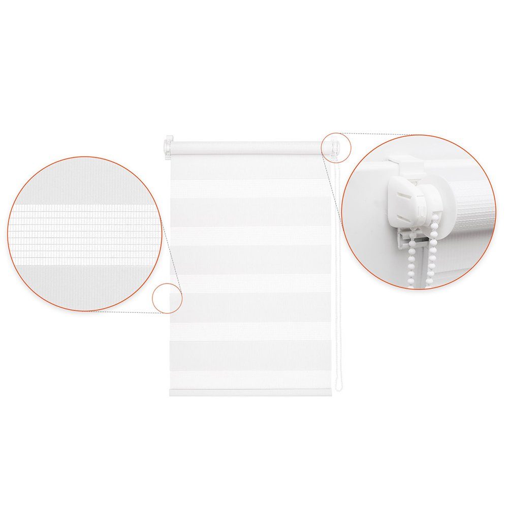 Klemmfix Weiß ohne Duo Fensterrollo, i@home, freihängend, Doppelrollo Bohren,