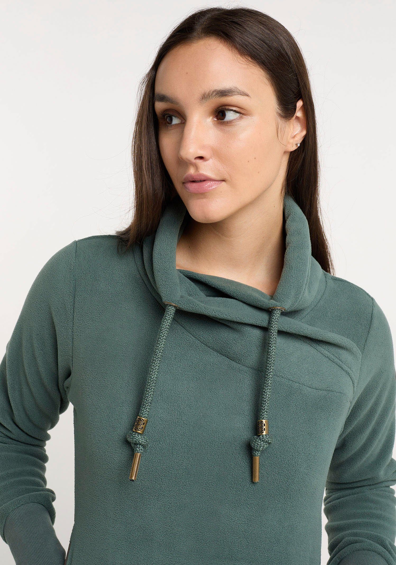 PINE GREEN Fleecepullover asymetrischem Ragwear FLEECE mit Schalkragen NESKA