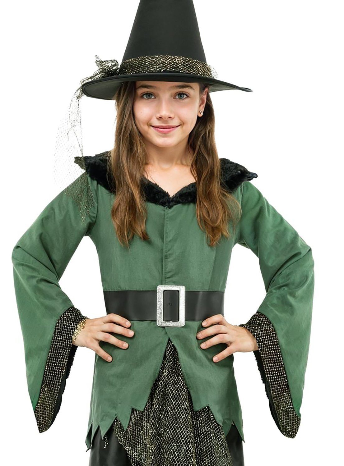 Funidelia Hexen-Kostüm Zauberhafte Hexe - Halloween Kostüm Kinder Mädchen, Hübsches und hochwertiges Kleid für jede Hexenzusammenkunft