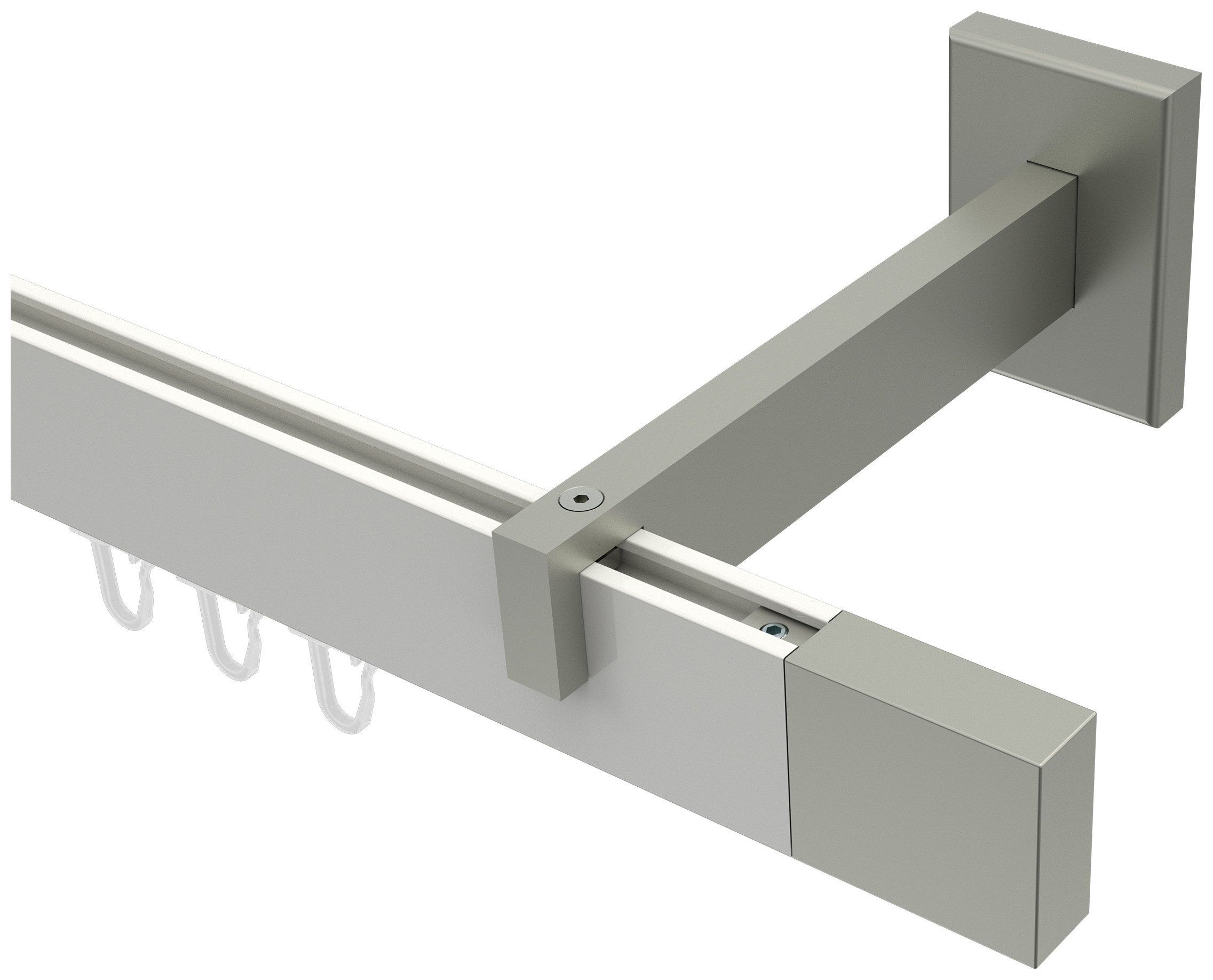 INTERDECO Innenlaufschiene Smartline Lox, 1-läufig, Fixmaß, kürzbar, Wandmontage, Aluminium, Weiß / Edelstahl-Optik / Bicolor, 14x35