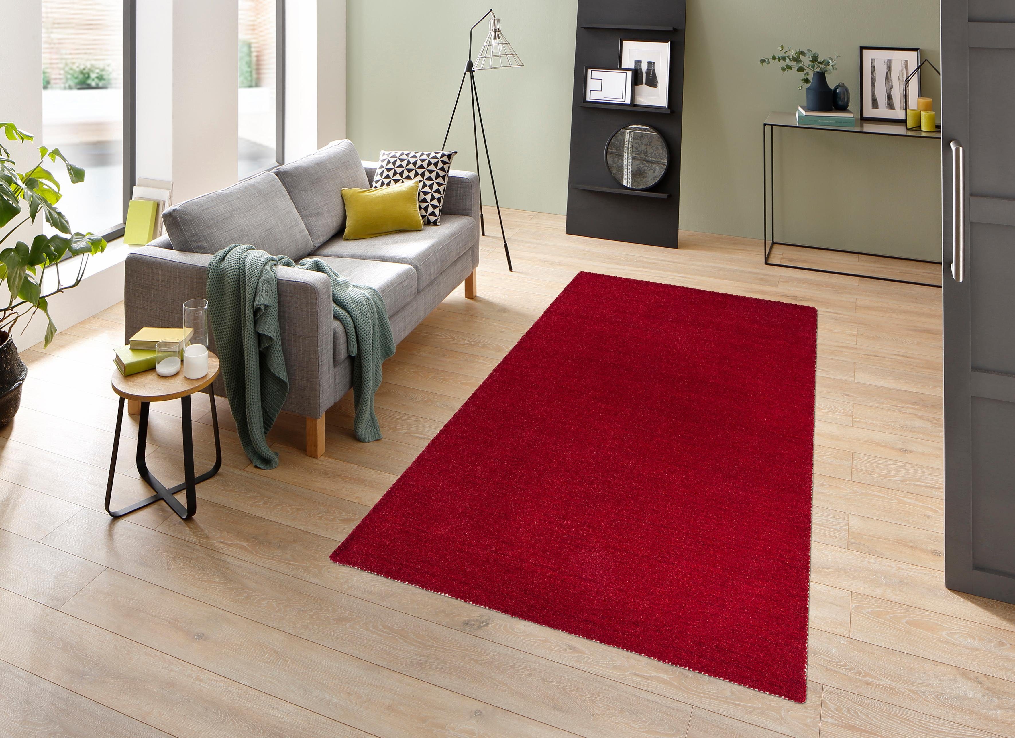 THEKO Wollteppich "Gabbeh Uni, Handgefertigt, Teppich, meliert, reine Wolle günstig online kaufen