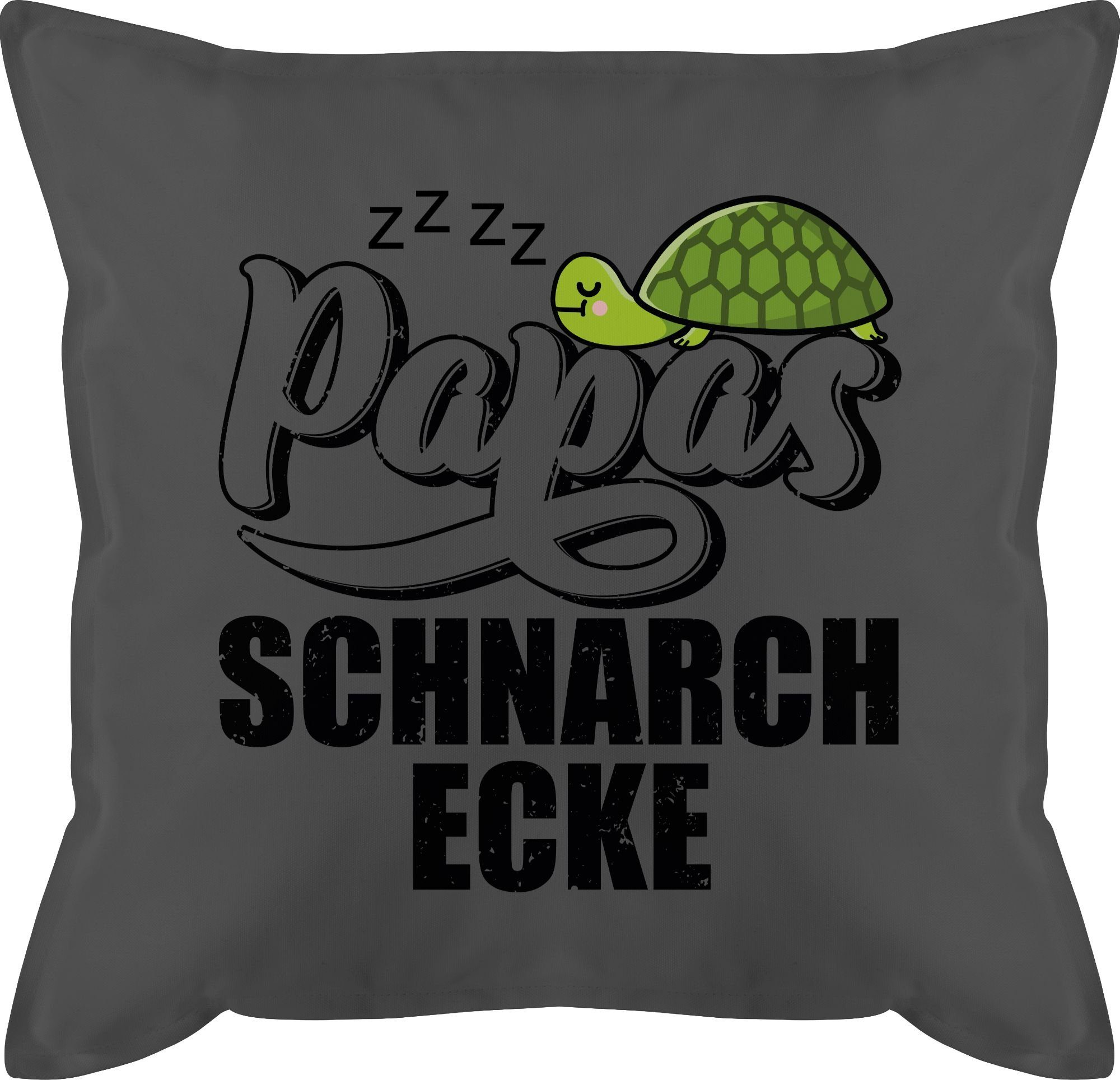 Shirtracer Dekokissen Papas Schnarchecke mit Schildkröte - Lettering - schwarz, Vatertagsgeschenk Kissen