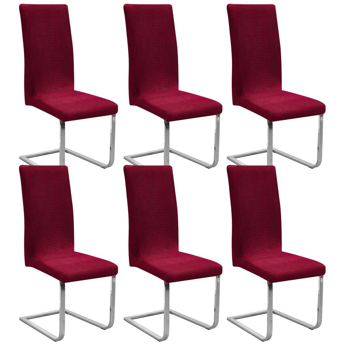 Stuhlhusse MOOHO 6er Stuhlhussen Stuhlbezug Set Stretch Waschbar Rot|M elastische,