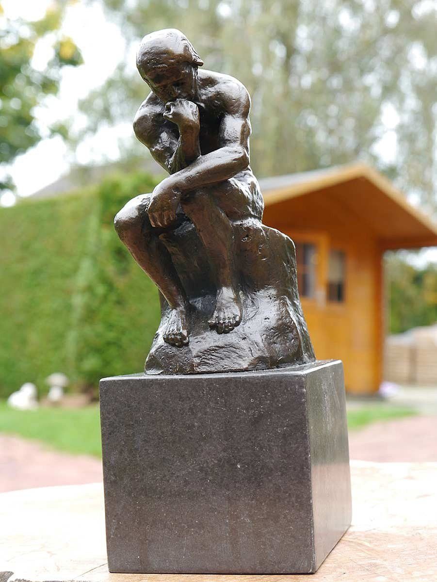 Dekoobjekt Rodin Marmorsockel Denker-Skulptur: auf Bronze AFG nach