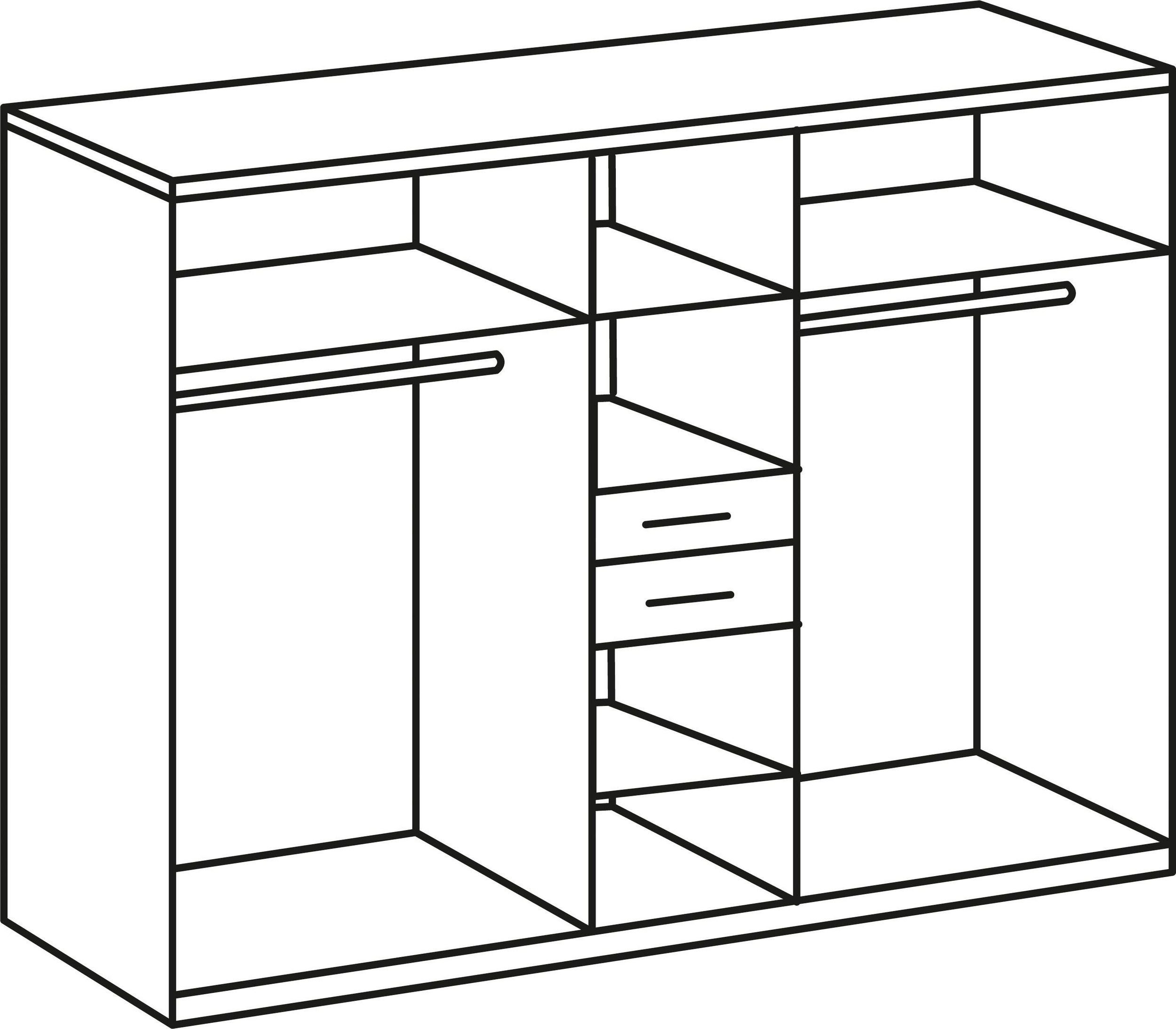 Design, Stauraum, Drehtürenschrank Modern Mehrzweckschrank) mit variabel stellbar Hickory-Oak aus viel Spiegel, Holzwerkstoff, 6-türig, Stylefy (Kleiderschrank, II Lyon