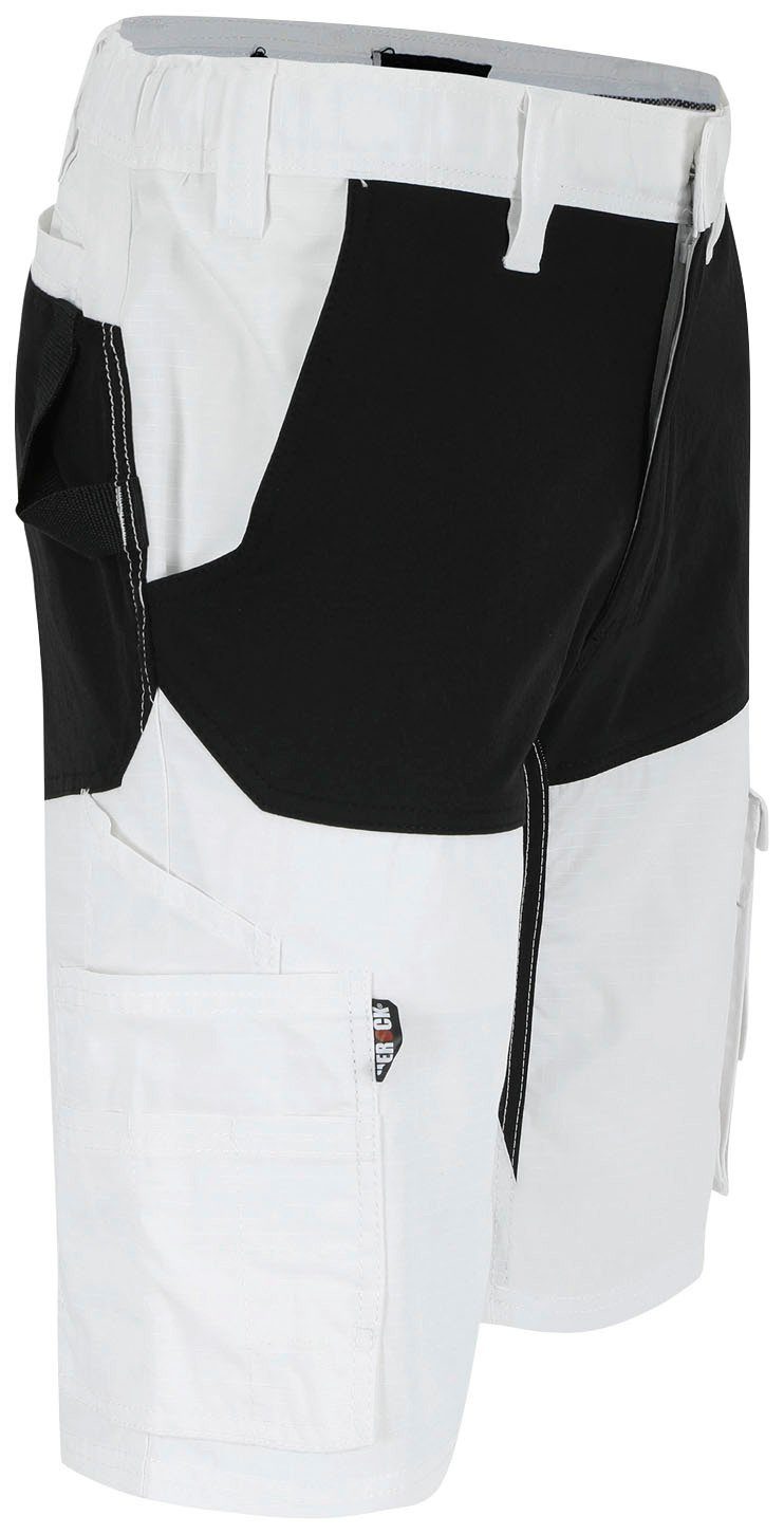 Herock Arbeitshose BERMUDAS (1) Multi-Pocket weiß HESPAR 4-Wege-Stretch, Hammerschlaufe Komfortabel, mit