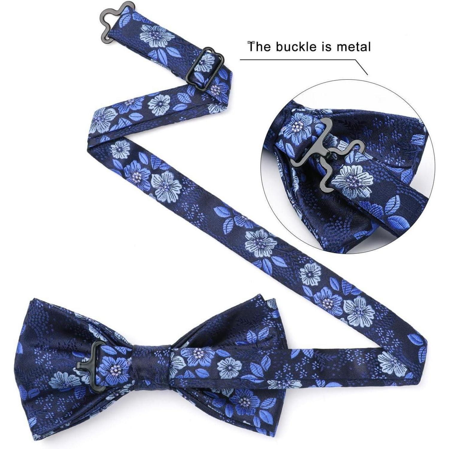 LuxusKollektion Krawatte Fliege Herren bereits gebunden verstellbar Paisley Marineblau Geblümt