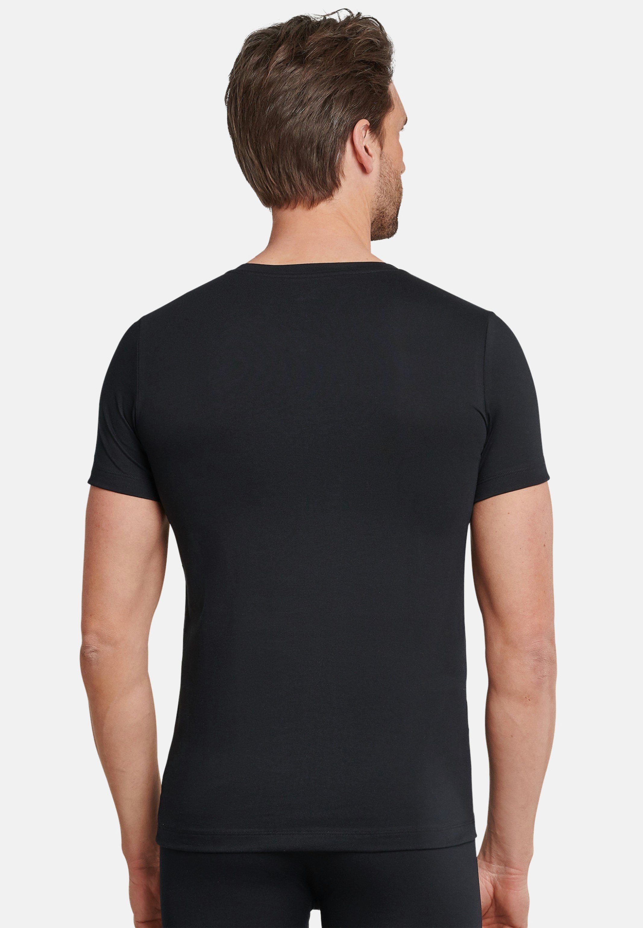 Cotton Long - Shirt Unterhemd / Unterhemd (1-St) Schwarz Schiesser - Kurzarm Life Baumwolle