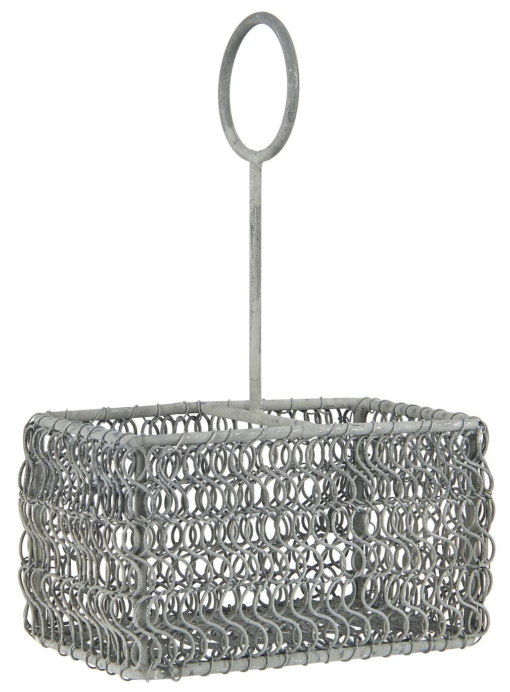 Ib Laursen Salz- / Pfefferstreuer Körbchen Metall Antique Grau für Salz und Pfeffer L10,5xH17xT6,5 cm