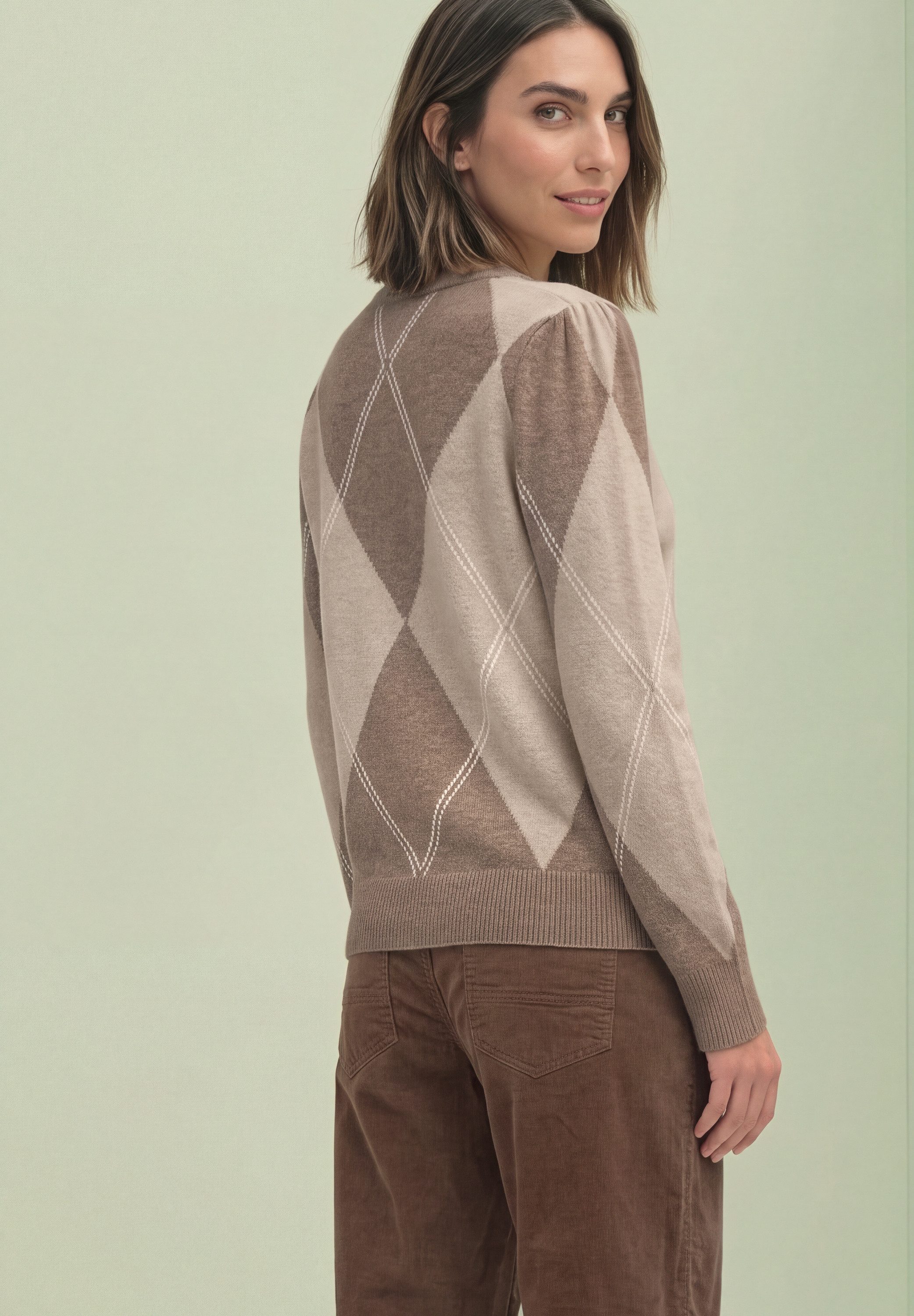 STREET ONE Strickpullover im Karo-Look / Rundhals / Stretch