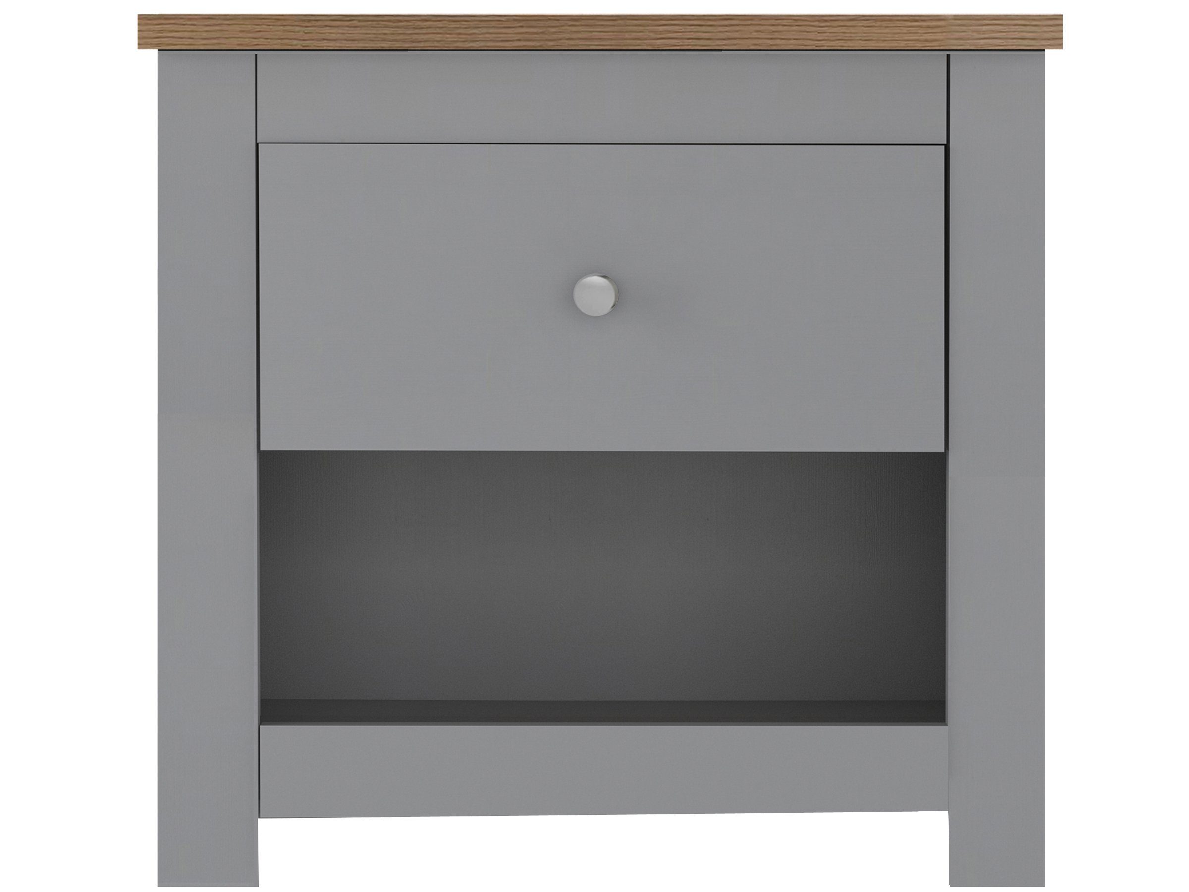 loft24 Nachtschrank Eddie - Nachttisch Nachtkommode Beistellschrank Bettkommode mit Schublade im Landhausstil, MDF, 1 offenes Fach
