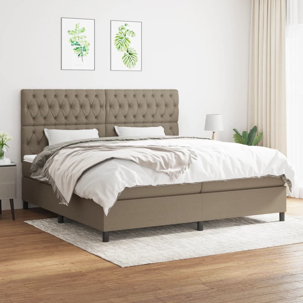 vidaXL Boxspringbett Boxspringbett mit Matratze Taupe 200x200 cm Stoff Bett günstig online kaufen