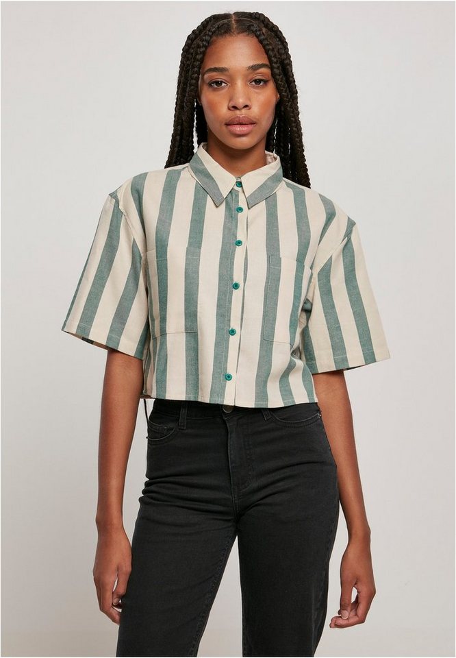 URBAN CLASSICS Klassische Bluse Damen Ladies Short Oversized Stripe Shirt,  Perfekte Übergangsjacke oder für kühle Sommerabende